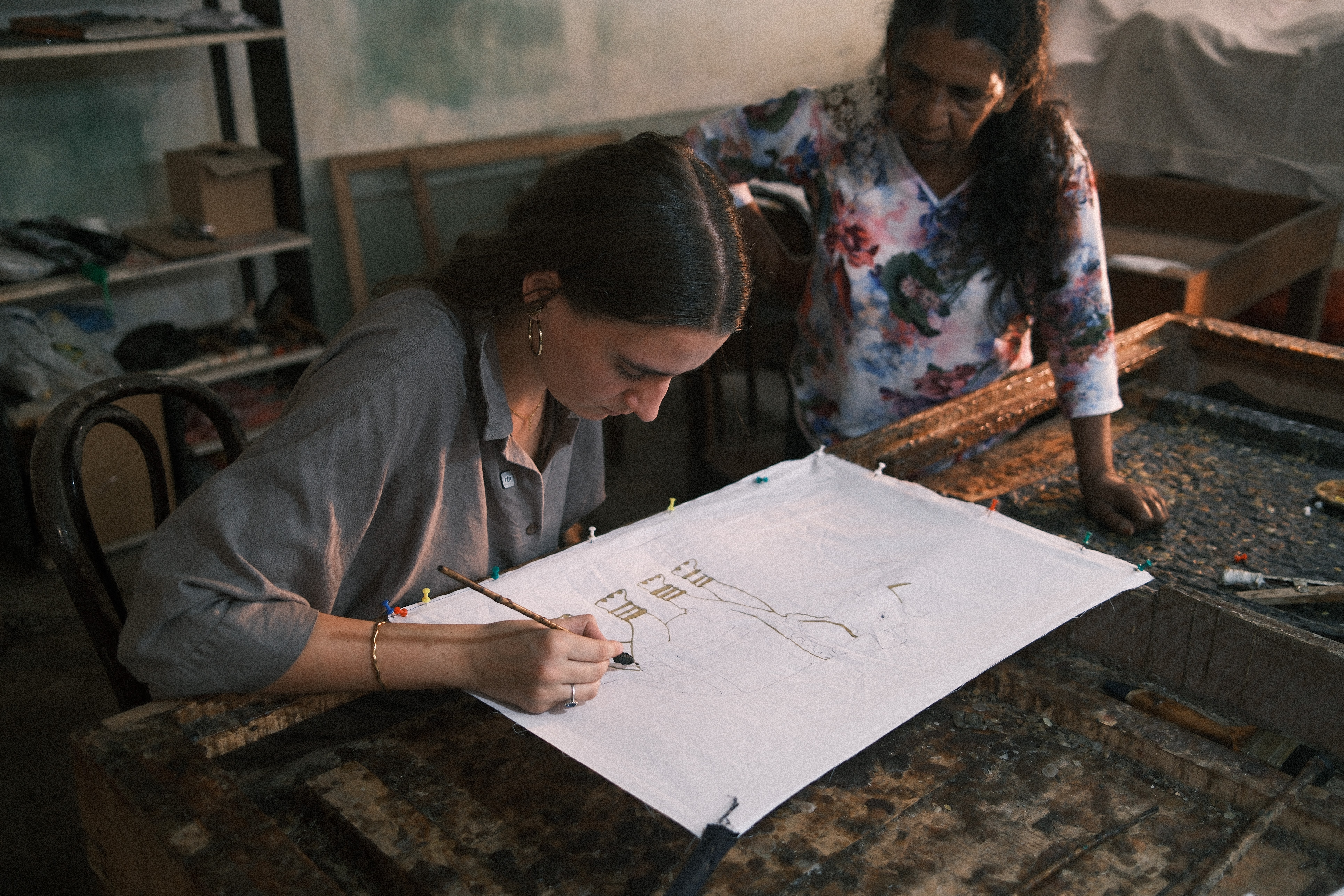 traditional sri lankan batik textile artwork with colourful patterns