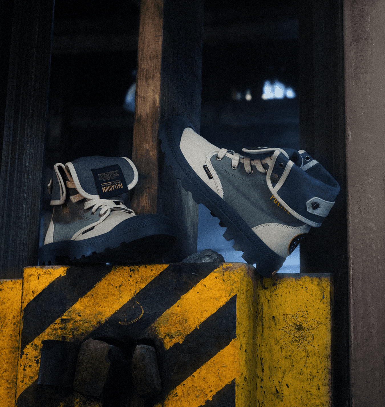 Streetside billboard with flyposters of the Batch.Works brand and illustrations