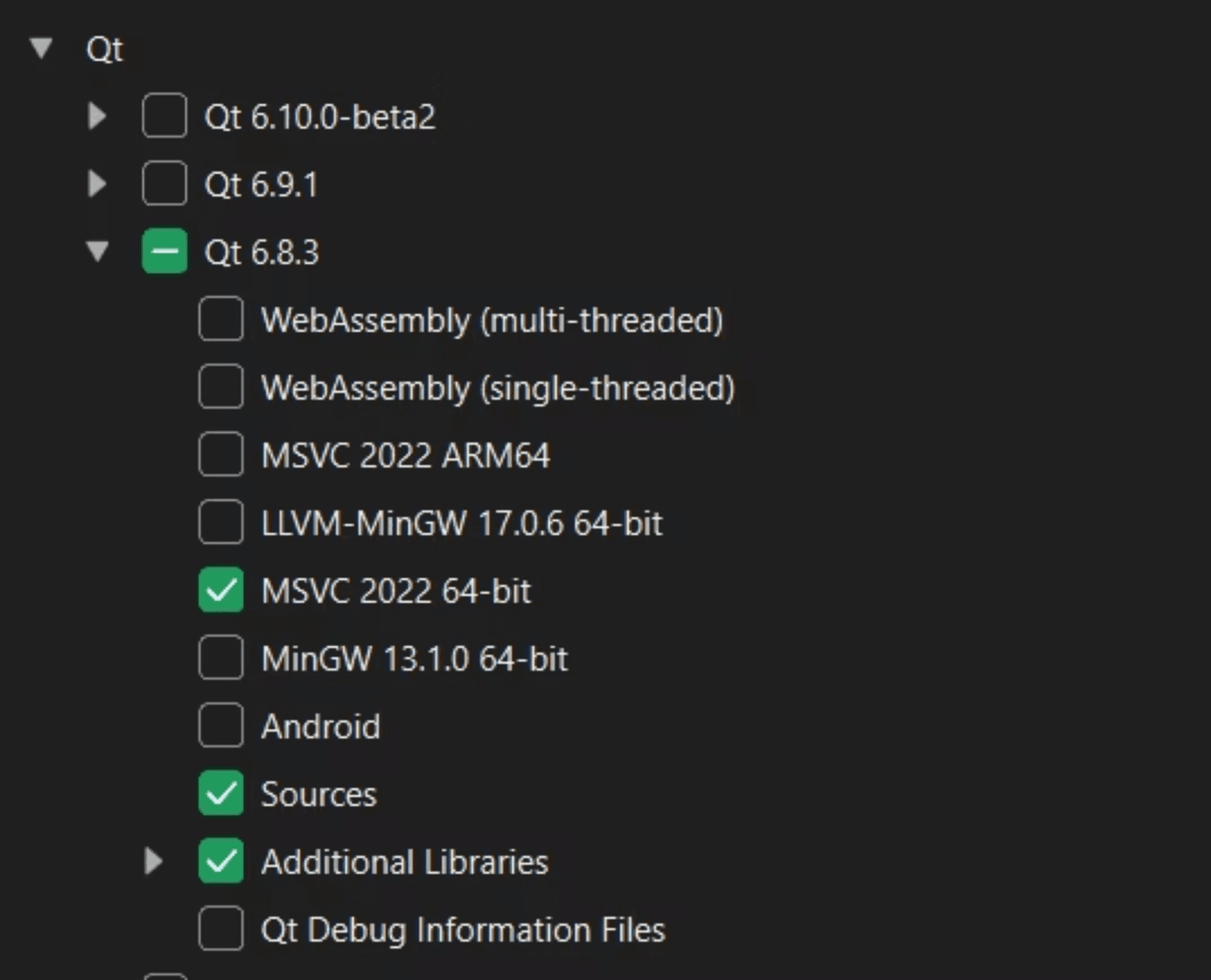 Qt installation options