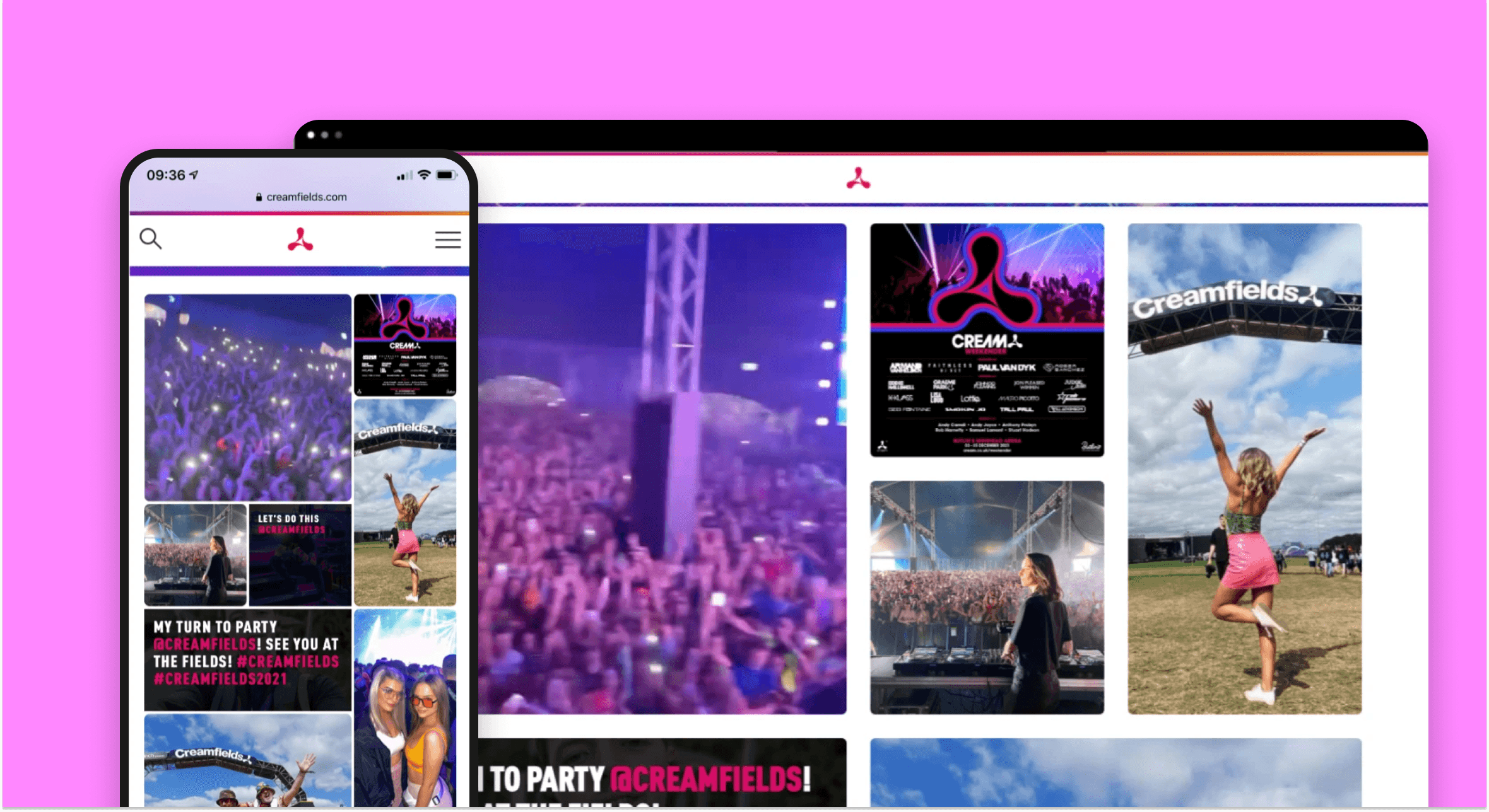 Creamfields 2021 daily Galleries on desktop and mobile
