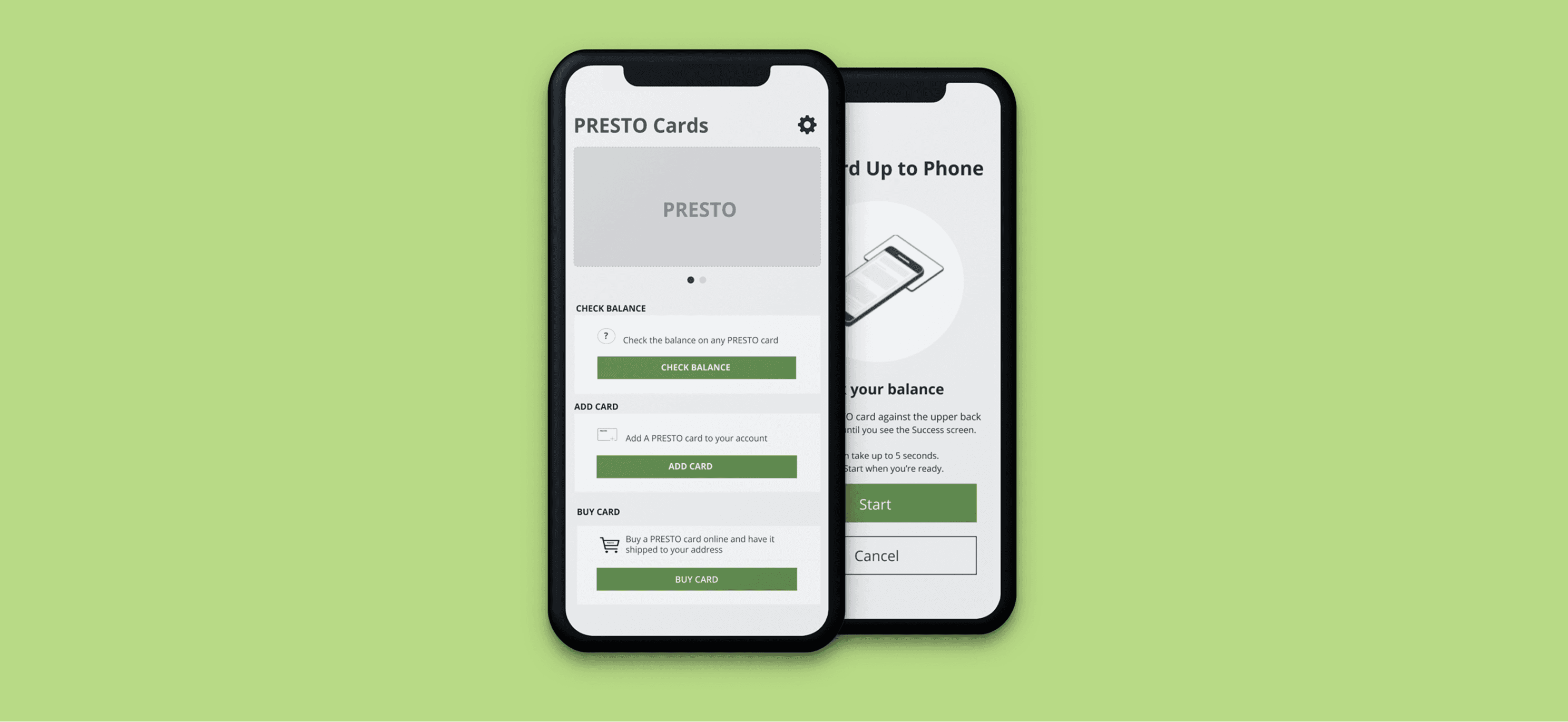 Mockup of Toronto's Presto application.