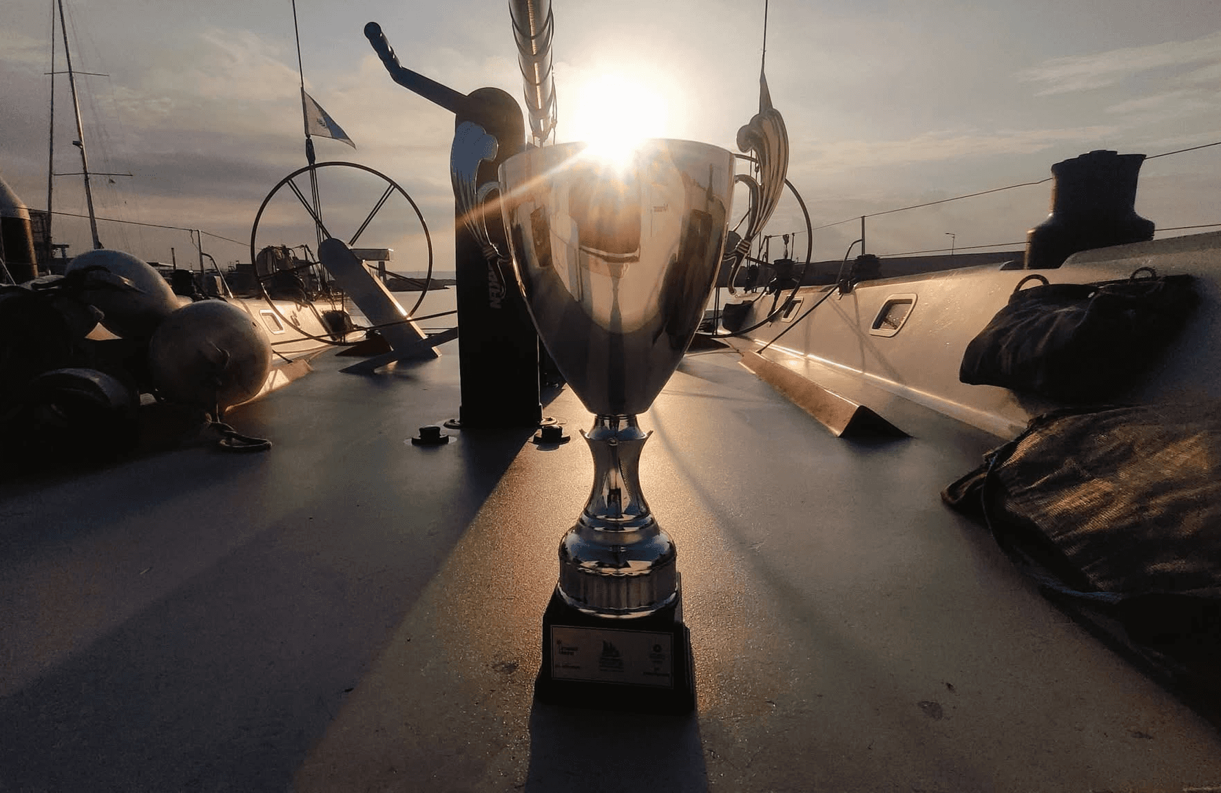 Drone shot of a running track at night