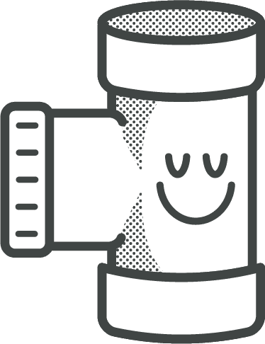 A smiling, cartoon-style pipe or with a happy face and simple design.