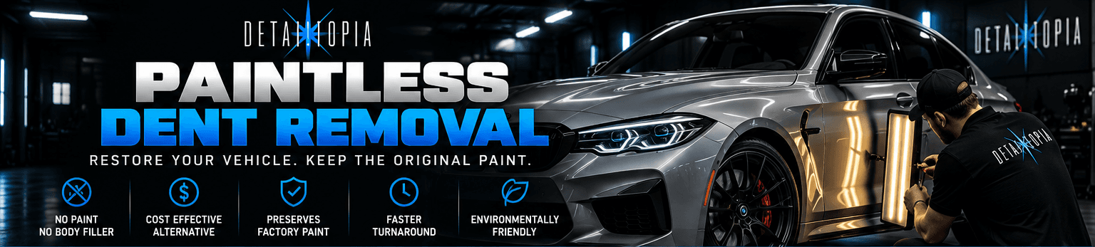 Detailtopia paintless dent removal branded banner
