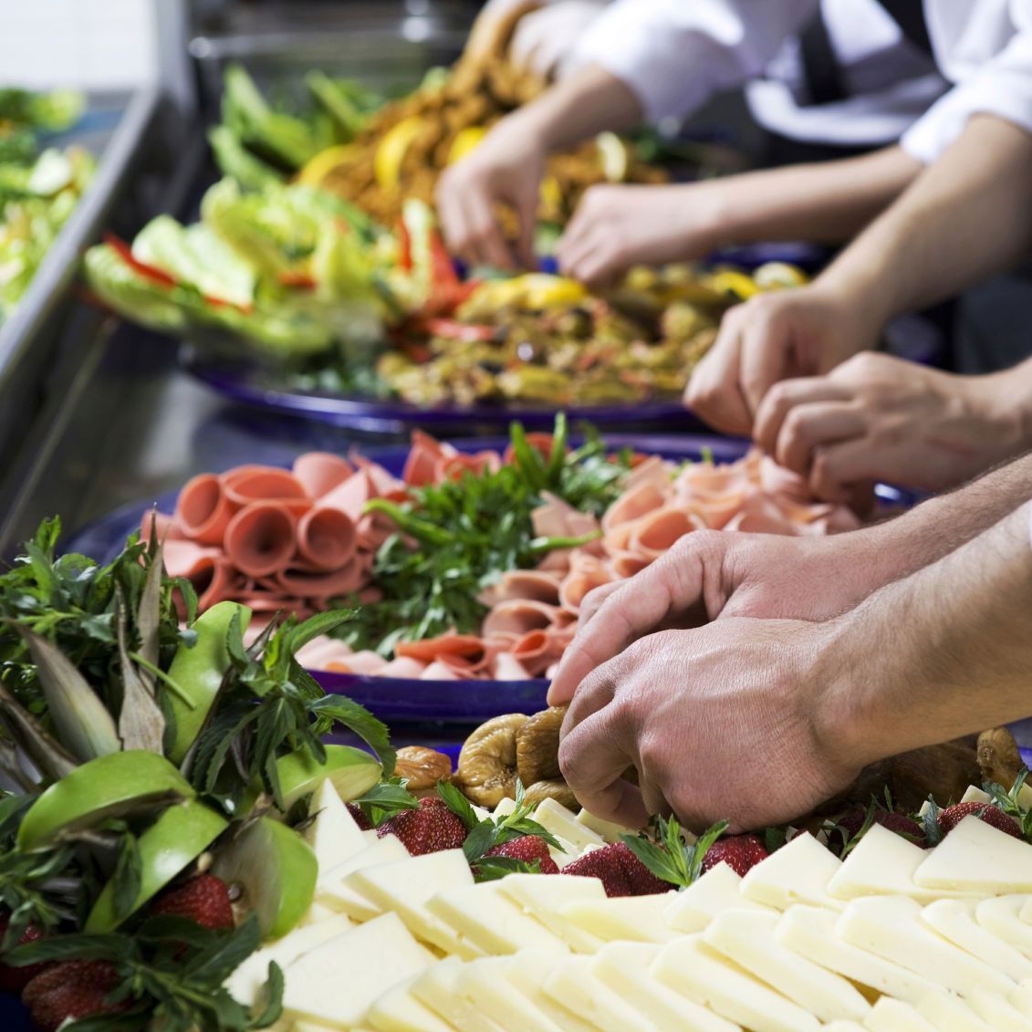 hands working with network cables