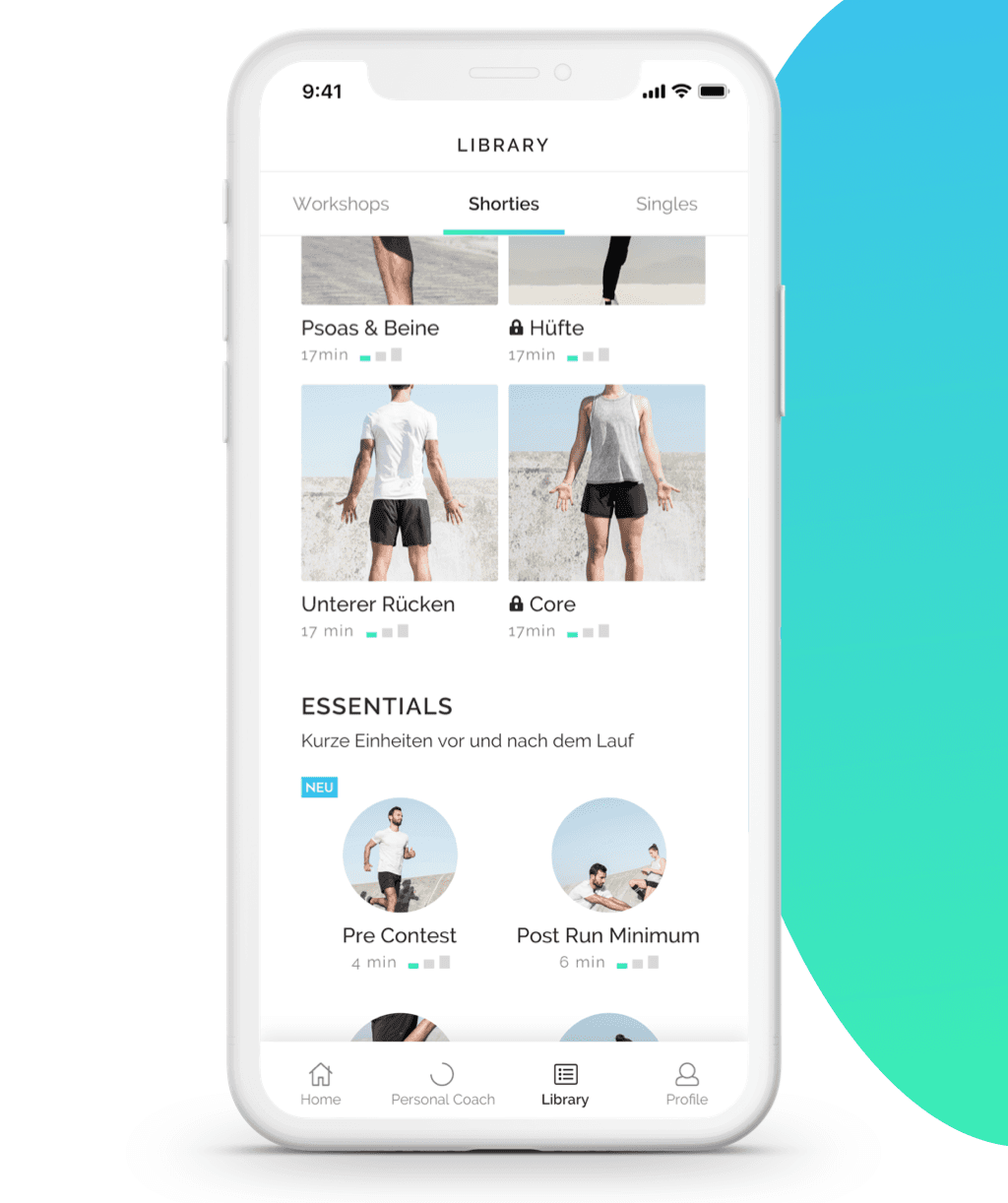 Ausschnitt der Library mit unterschiedlichen Workout Typen
