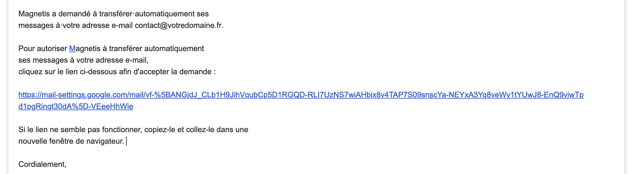 Validation Google Mail Settings