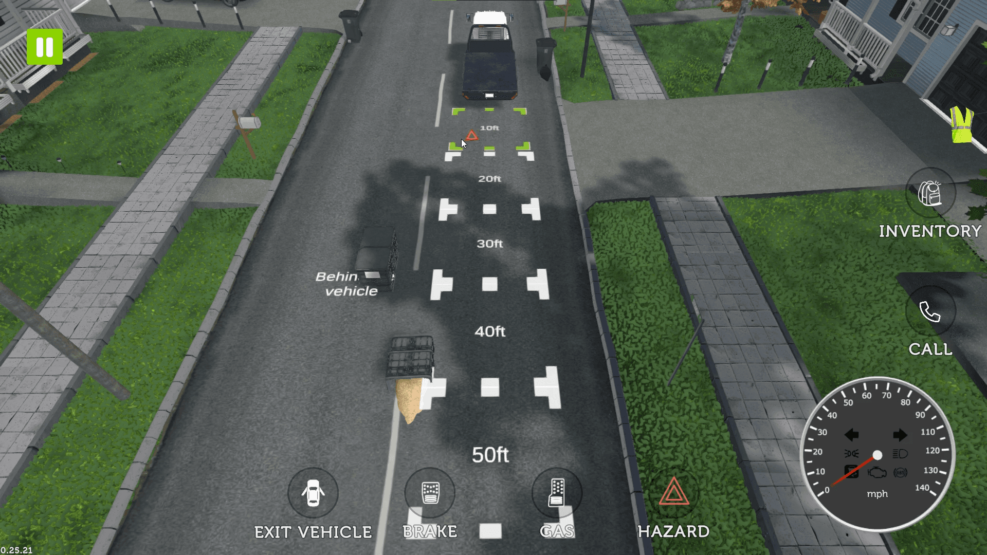 User placing hazard cones in the hazardous materials driver training software