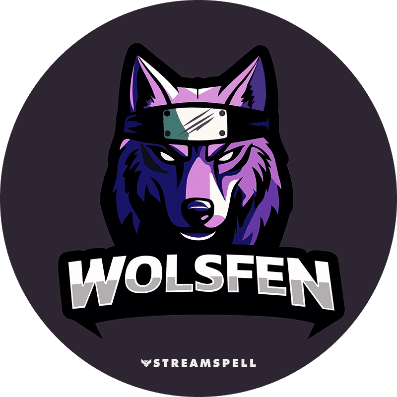 Final Blue Violet Wolsfen ninja wolf logo designed for Martin
