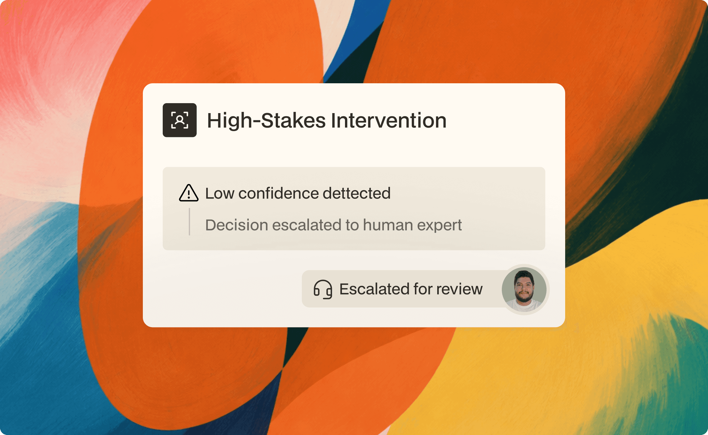 Smiling man and woman standing together in front of a framed abstract artwork.