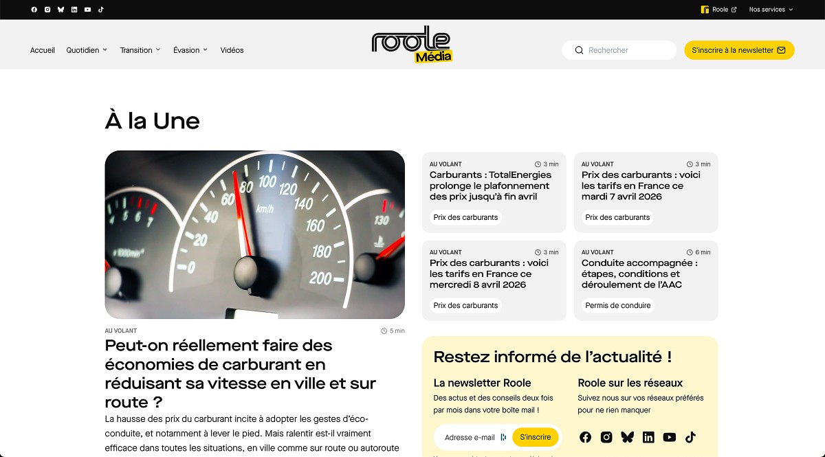 Page d'accueil du site Roole Média