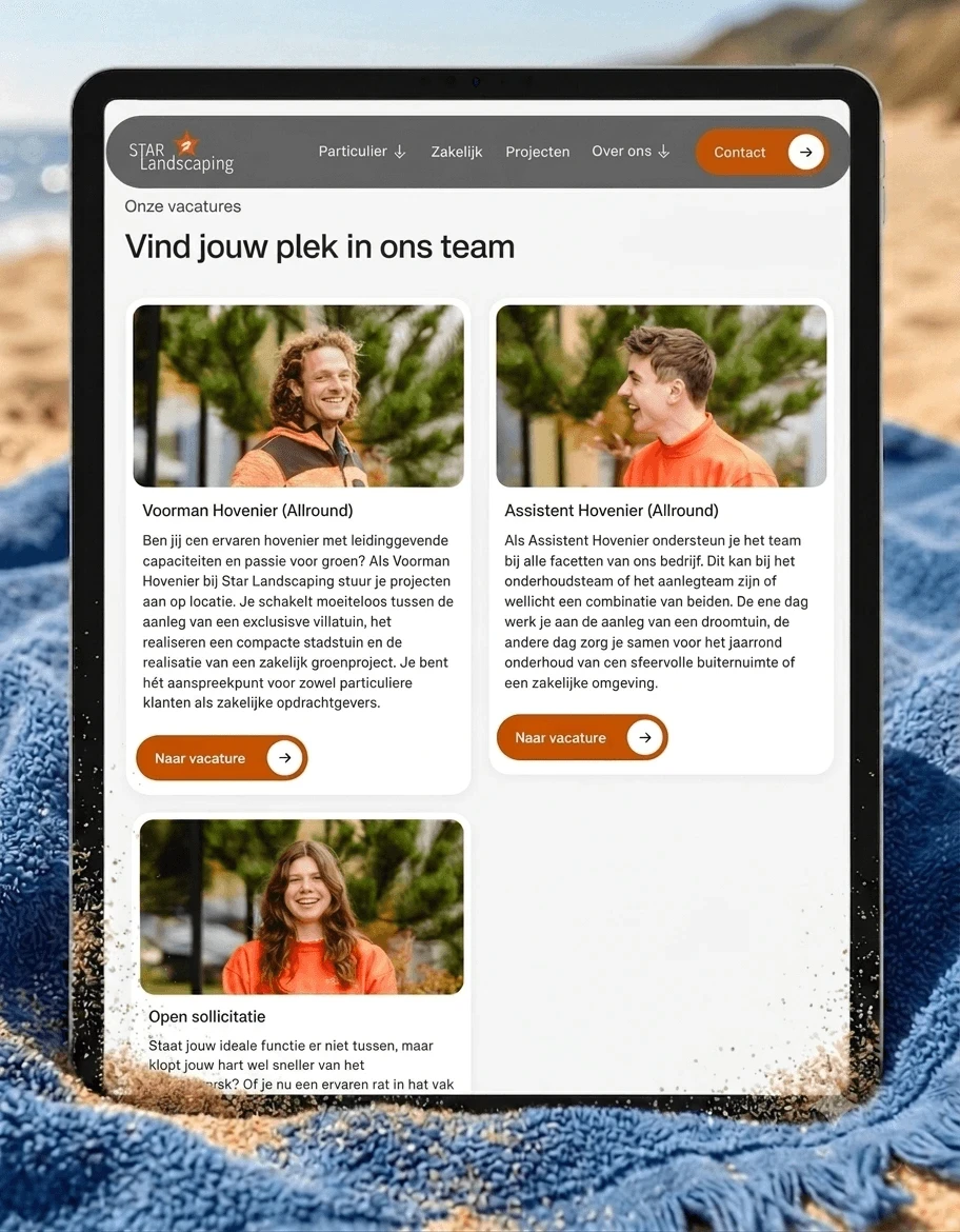 Responsief webdesign en doordachte User Experience voor Star Landscaping door the horizon lab in Nijmegen