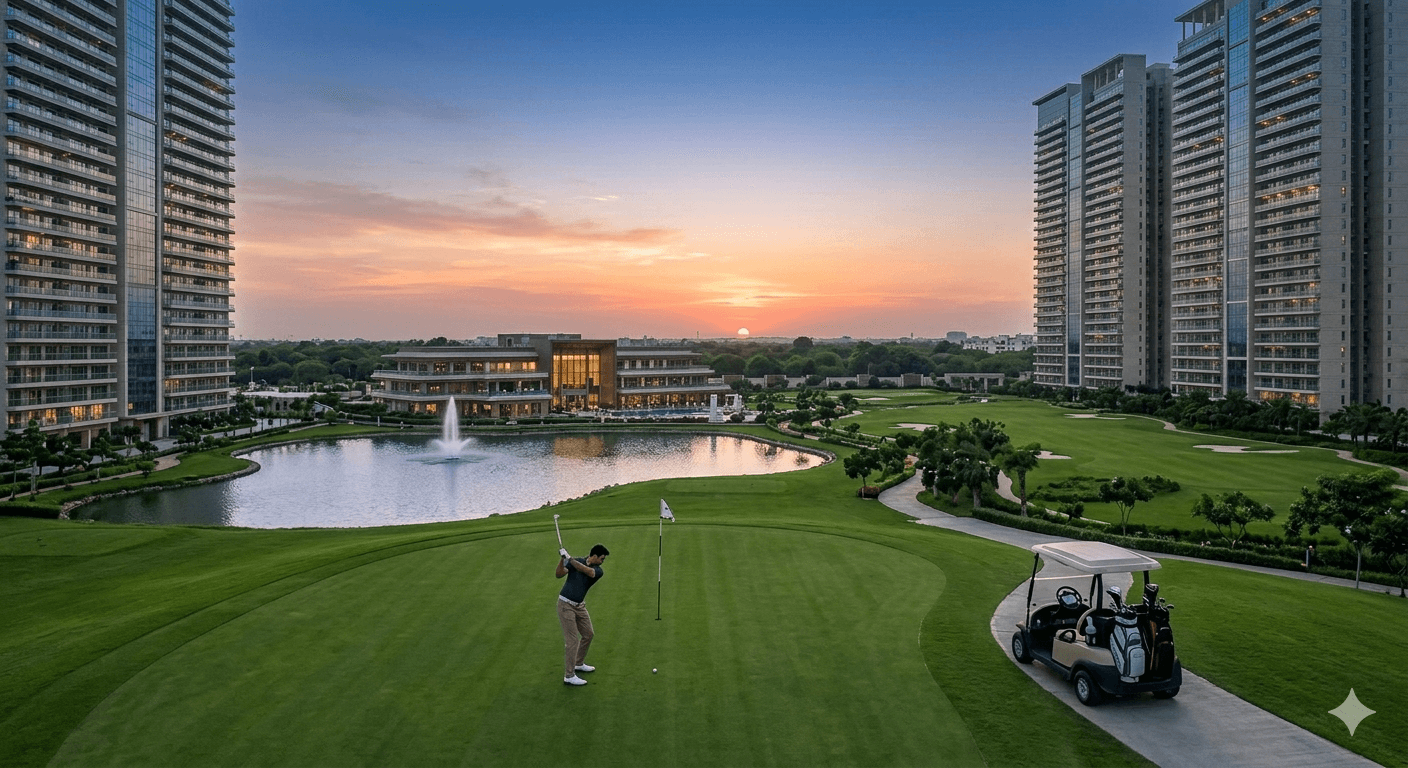 Private golf course and luxury high-rise towers at Sector 113 Dwarka Expressway Gurugram