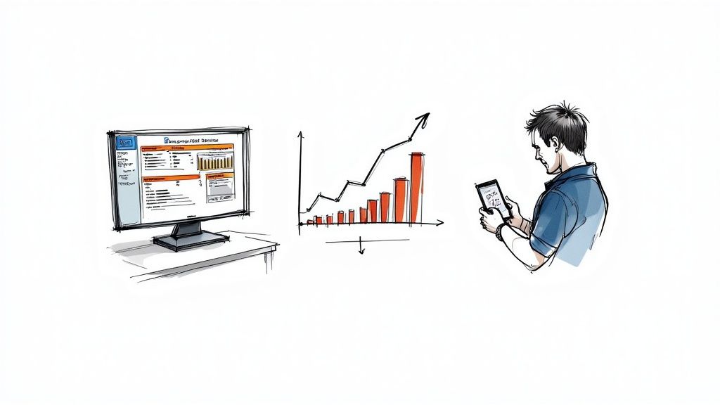 Modern hotel lobby with guests using mobile devices for check-in and room access