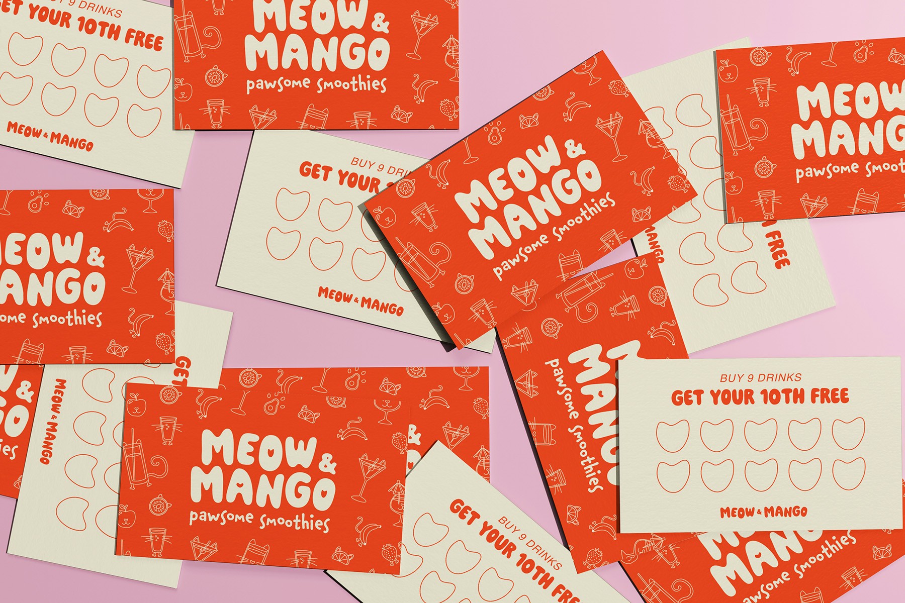Meow and mango loyalty business card design