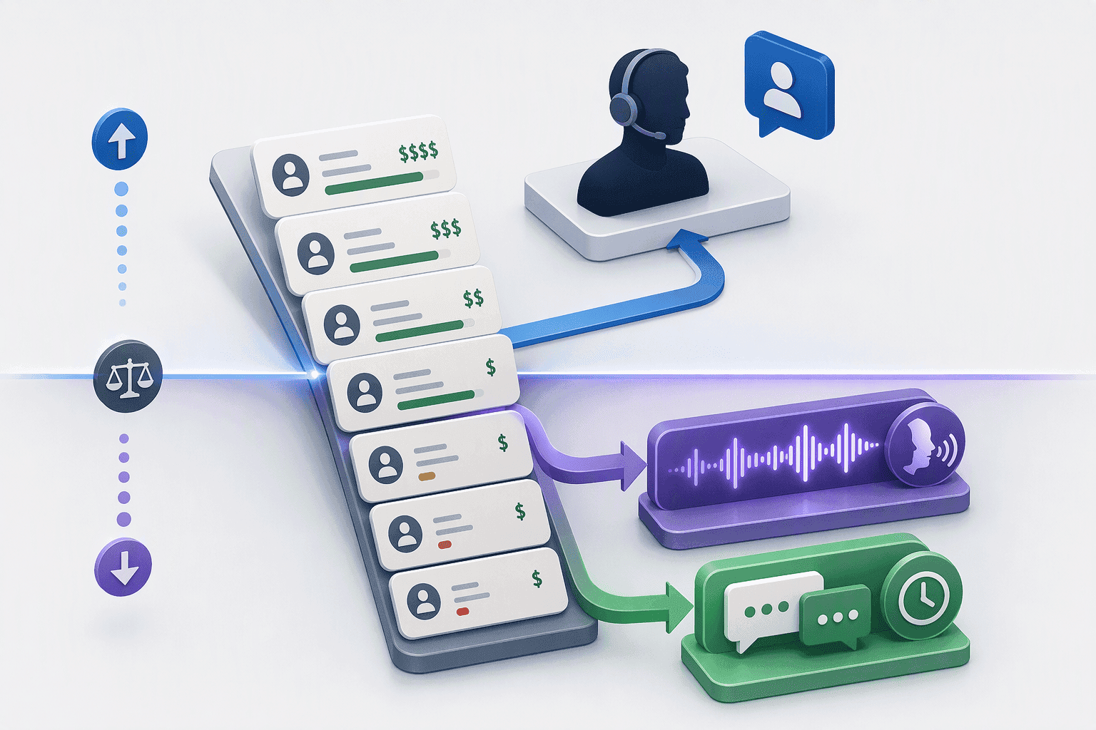 Illustration for Step 4: Shift Low-Balance Accounts to AI Voice and Asynchronous Messaging