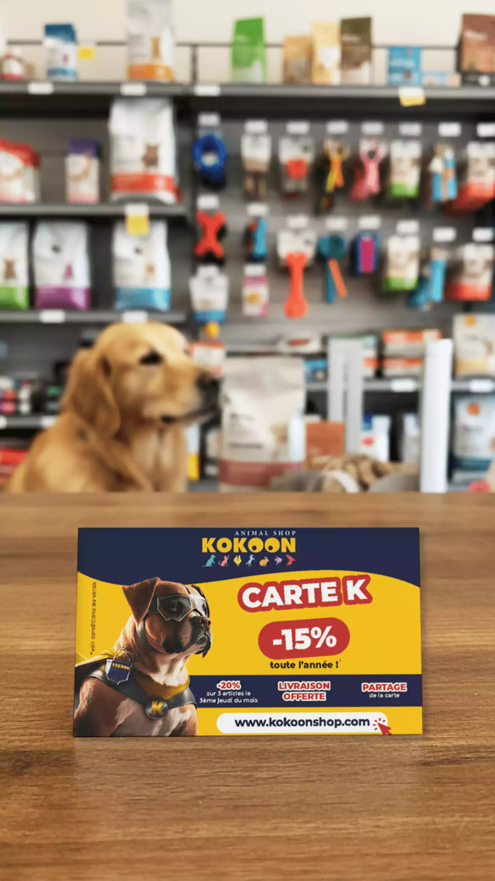 Carte fidélité Kokoon Animal Shop, boutique spécialisée en produits pour animaux