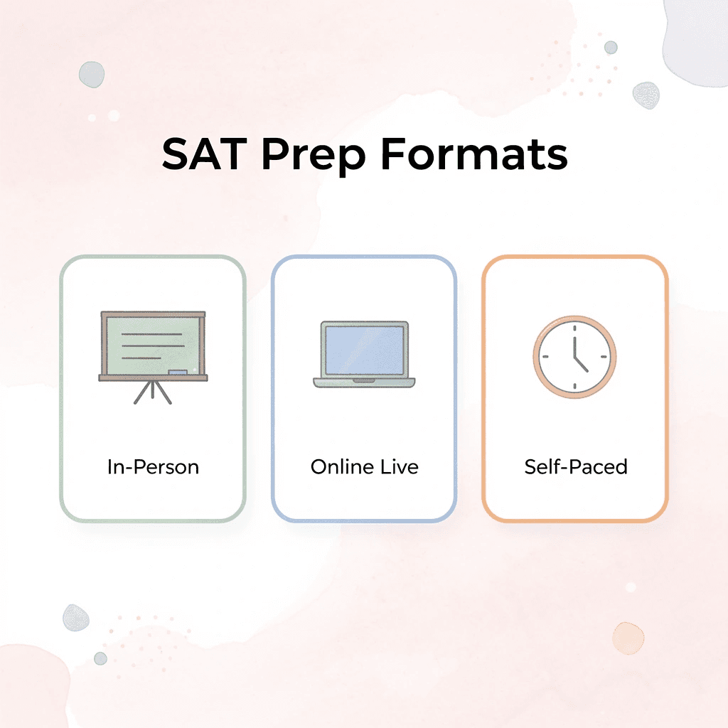 Infographic showing three types of SAT prep class formats