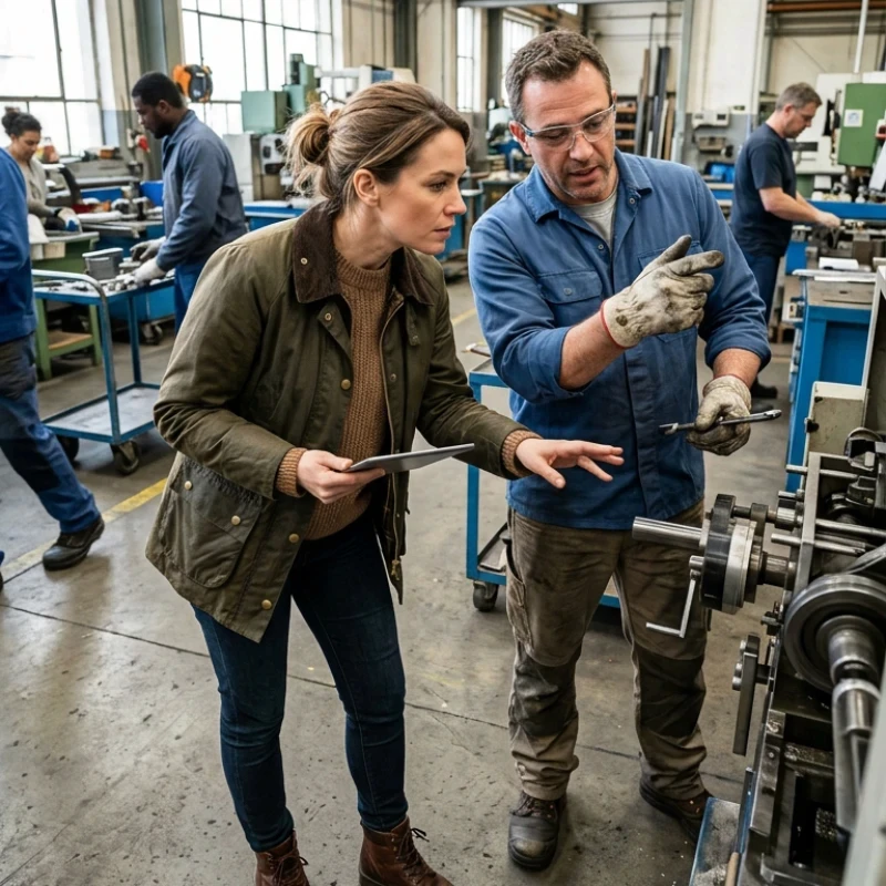 Équipe de consultants en atelier collaboratif analysant des plans et des supports de communication sur une grande table de travail, illustrant notre expertise en Stratégie de comm 360° pour garantir une communication interne alignée sur votre réalité.