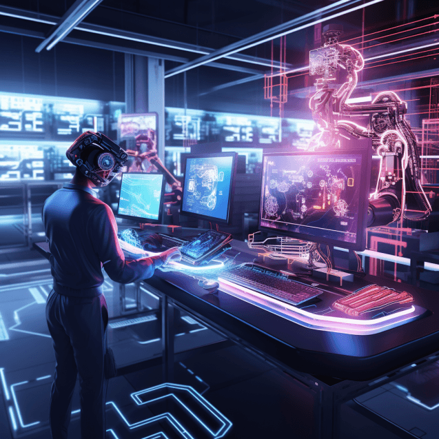 Midjourney: In a gleaming, high-tech factory of tomorrow, envision AI quality assurance at its finest. Show us a hyper-advanced robotic arm meticulously inspecting and sorting products on a conveyer belt with unparalleled precision and speed. The vibrant neon lights accentuate the futuristic aura of the scene. Futuristic style
