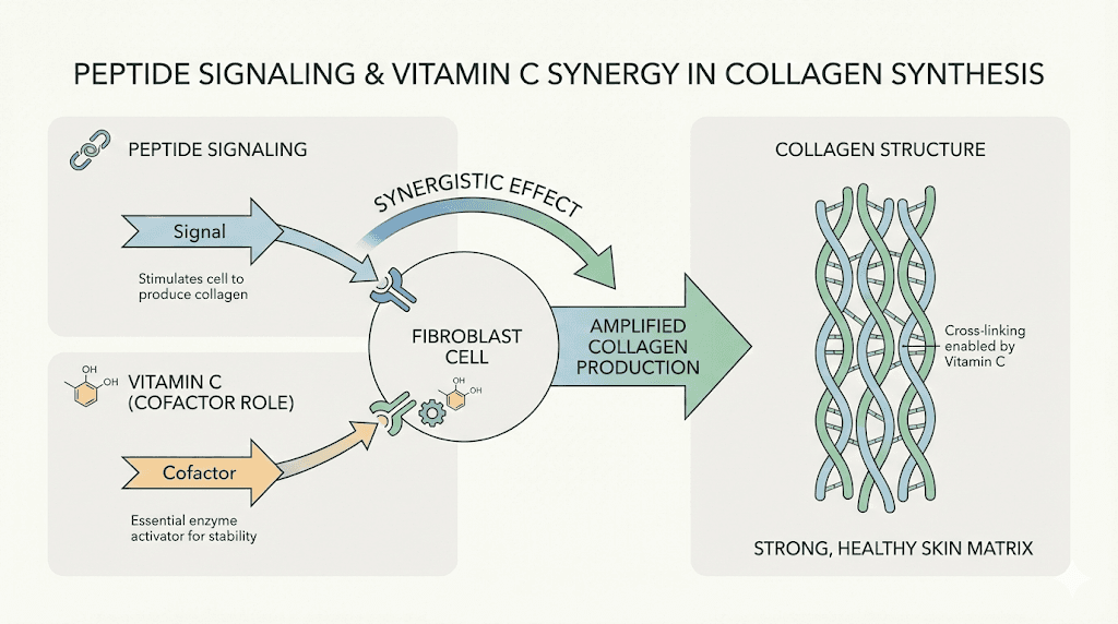 Vitamin C and peptides working together for collagen synthesis
