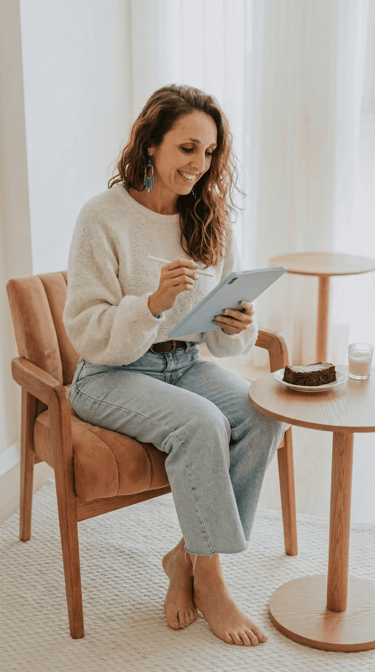 graphiste qui dessine un logo sur sa tablette