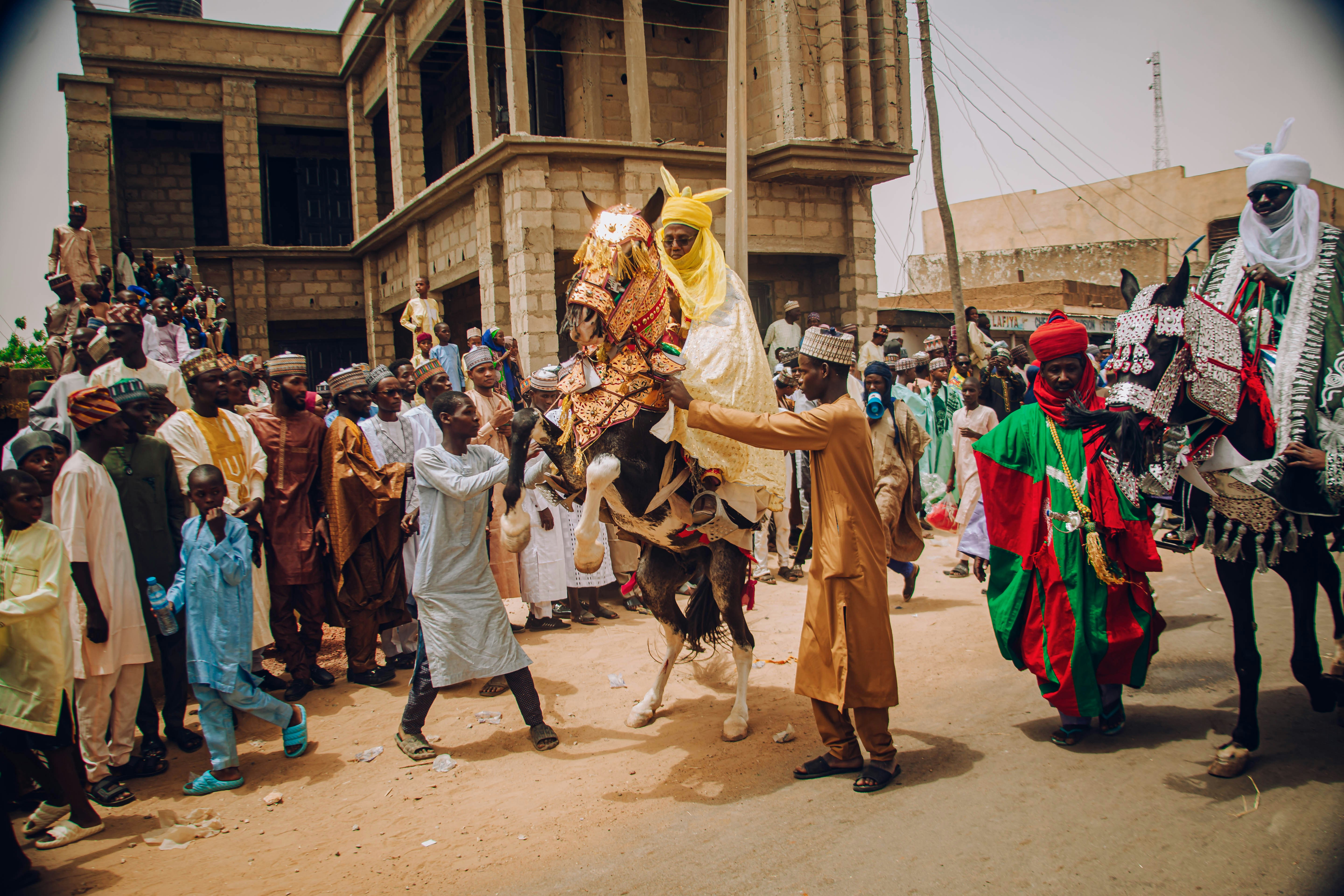 Film Location in africa showing a man on a horse
