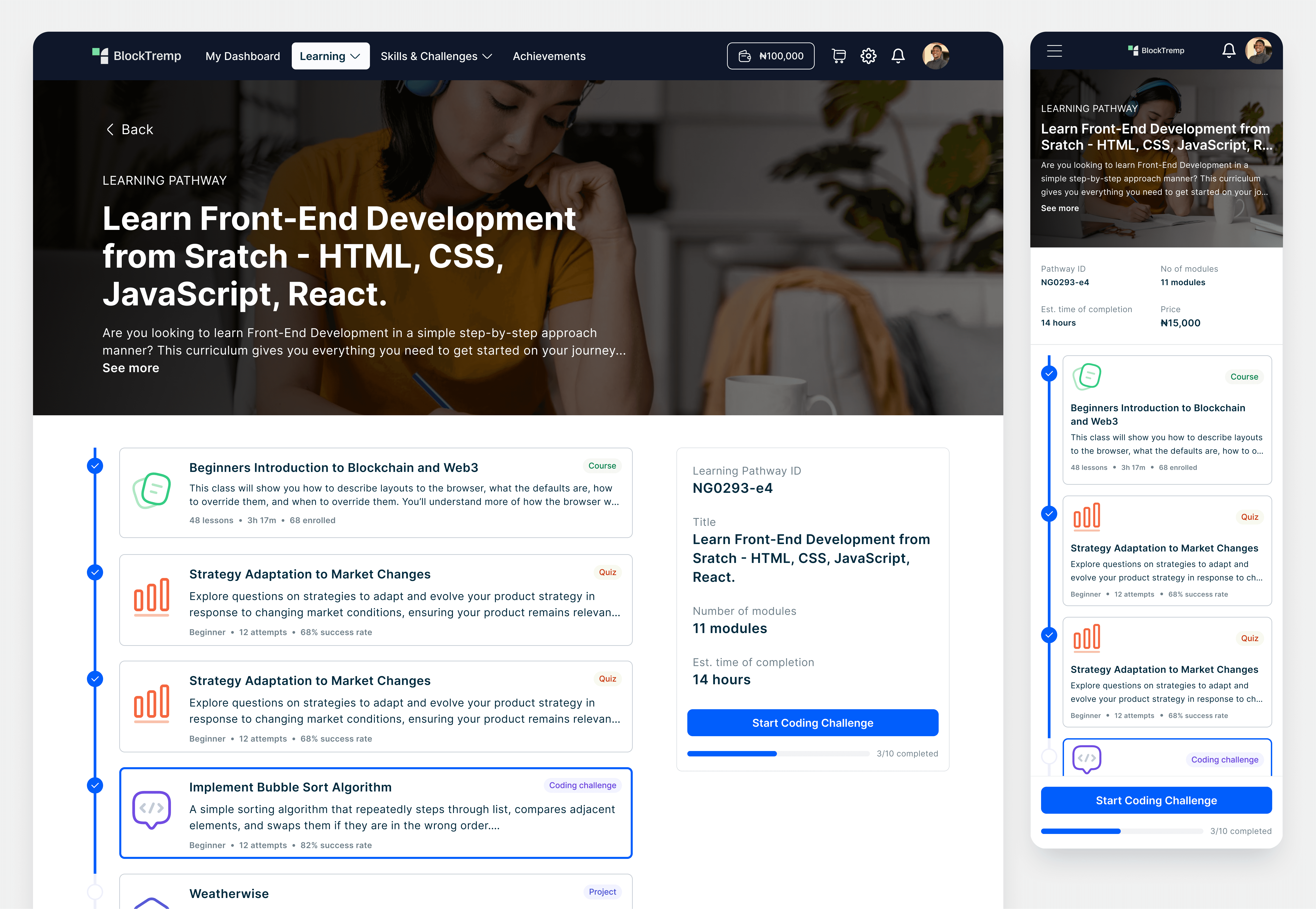 BlockTremp Learning Pathway; Redefining How Users Learn 3