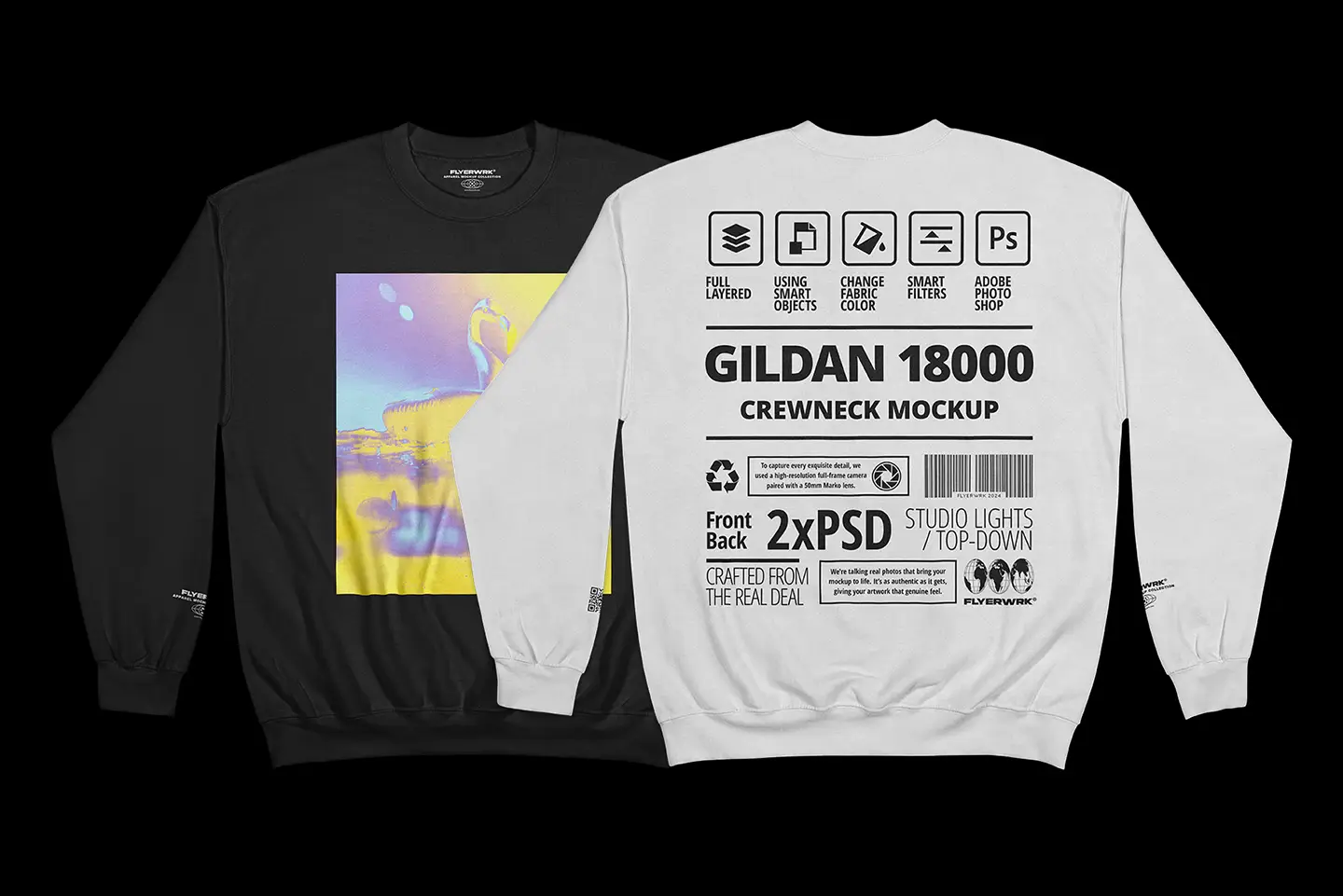 Gildan 18000 Crewneck Folded Arms mockup showing design presentation example