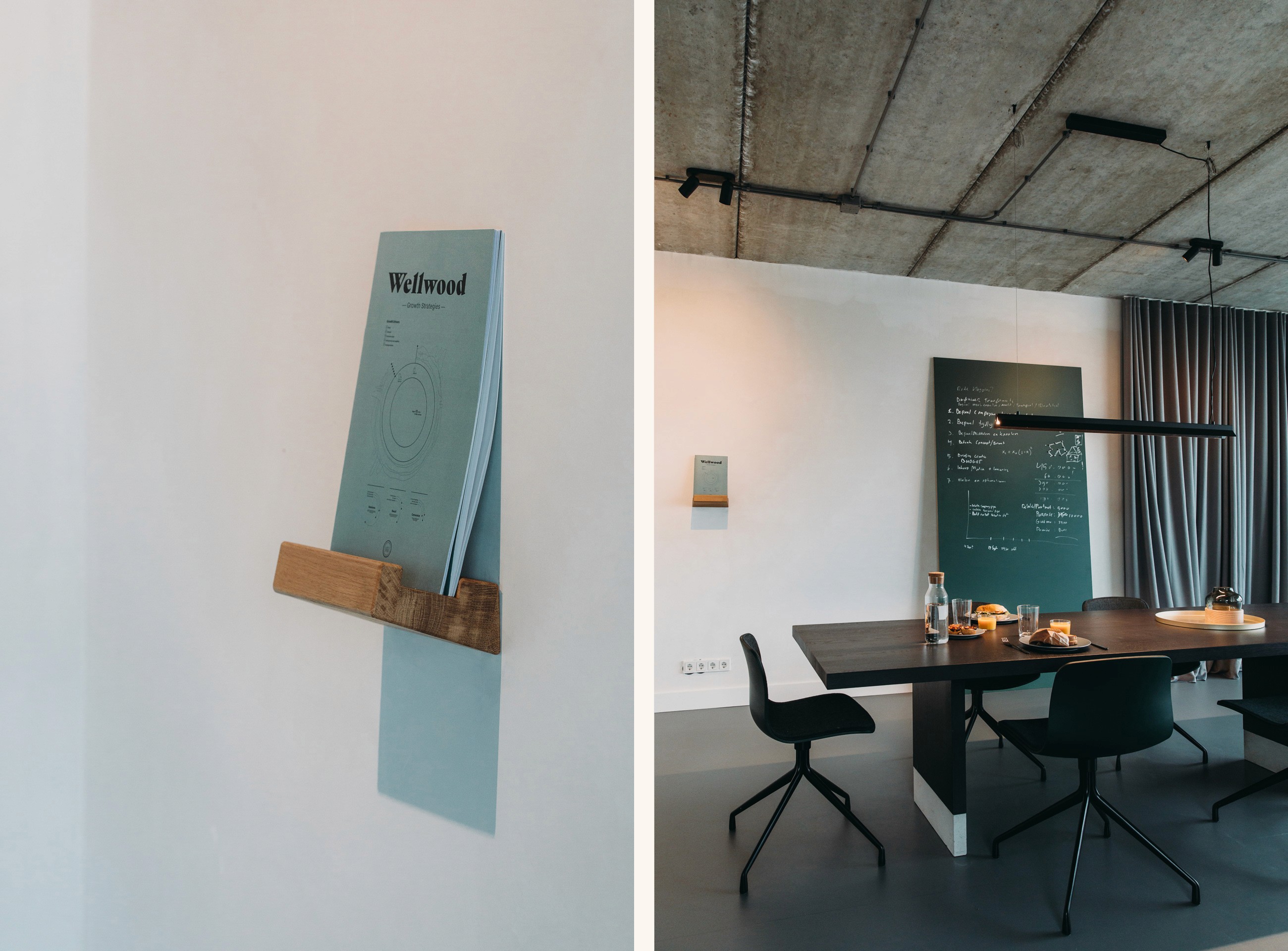 Interior photo of the main table in the Wellwood office space