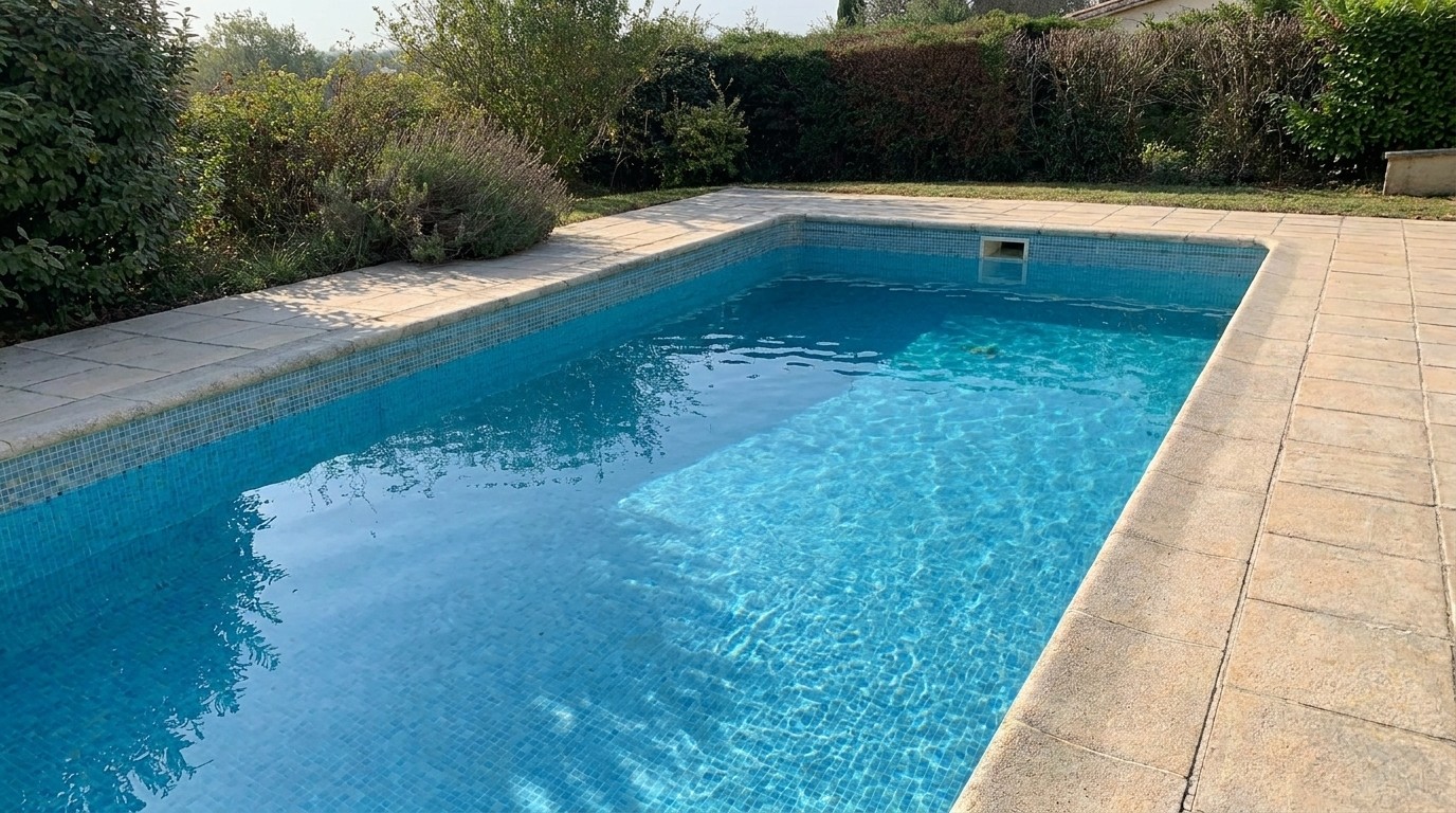 Clean residential pool after weekly service reset