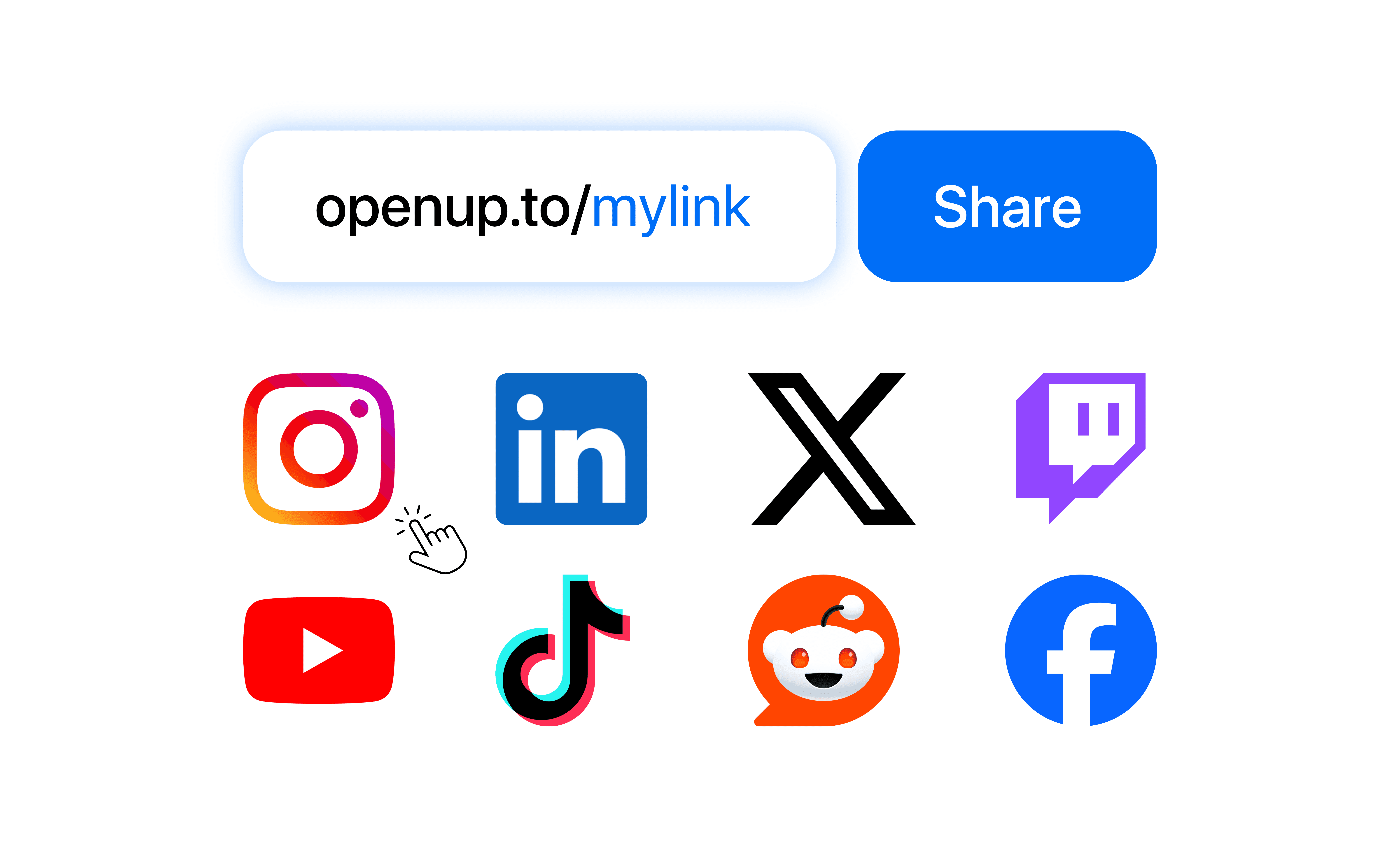 A clean user interface mockup showing a selected YouTube video link block within a list of product and channel URLs.