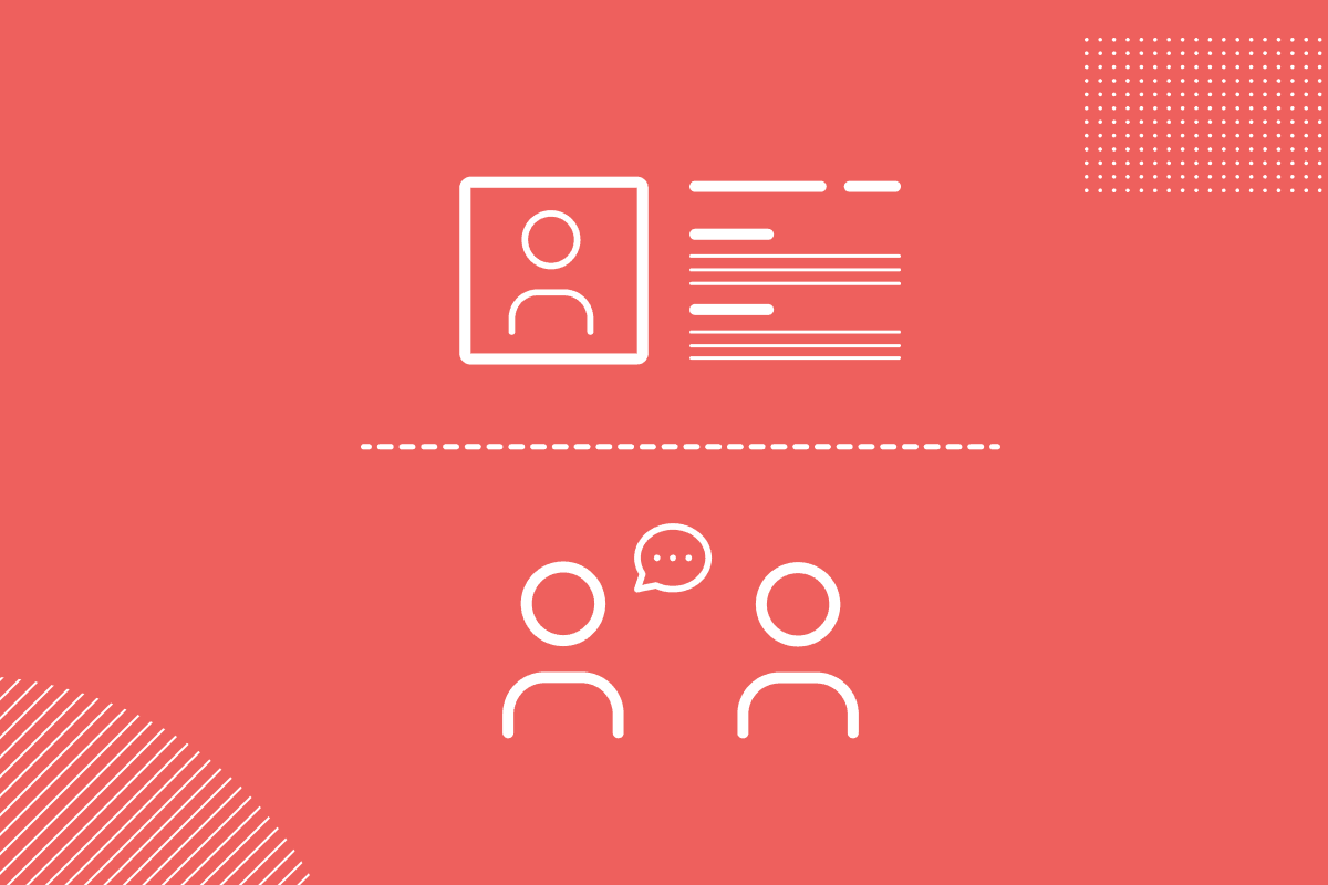 A decorative illustration in white on a pink background