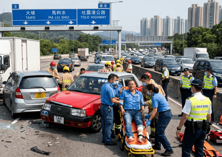 吐露港公路多車連環碰撞意外司機骨折停工 Multi-Vehicle Highway Collision Accident Driver Injury Income Loss