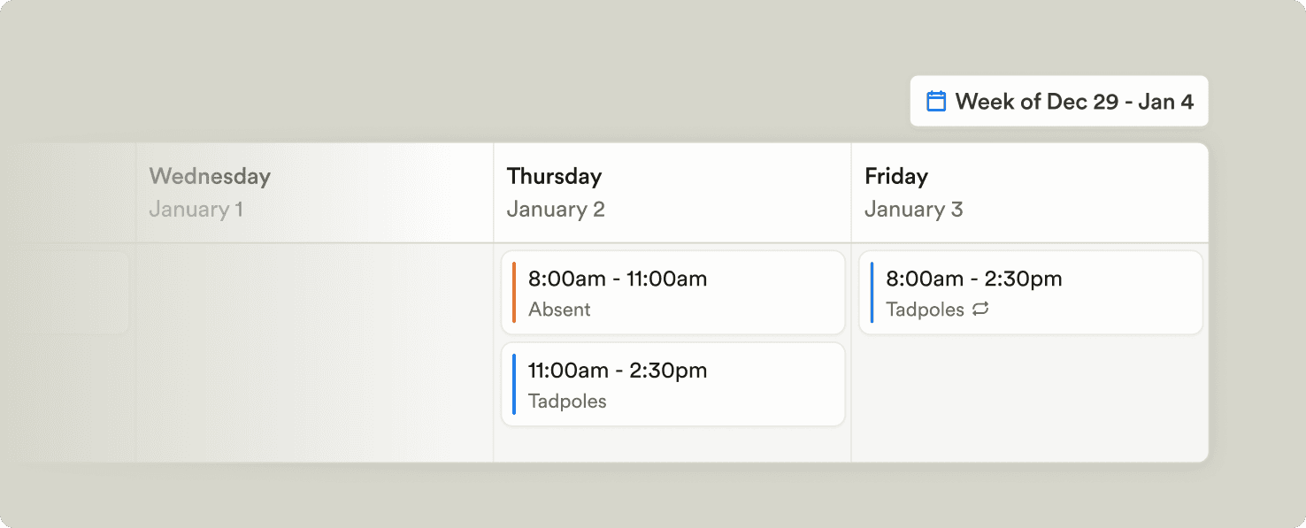 Partial day absences