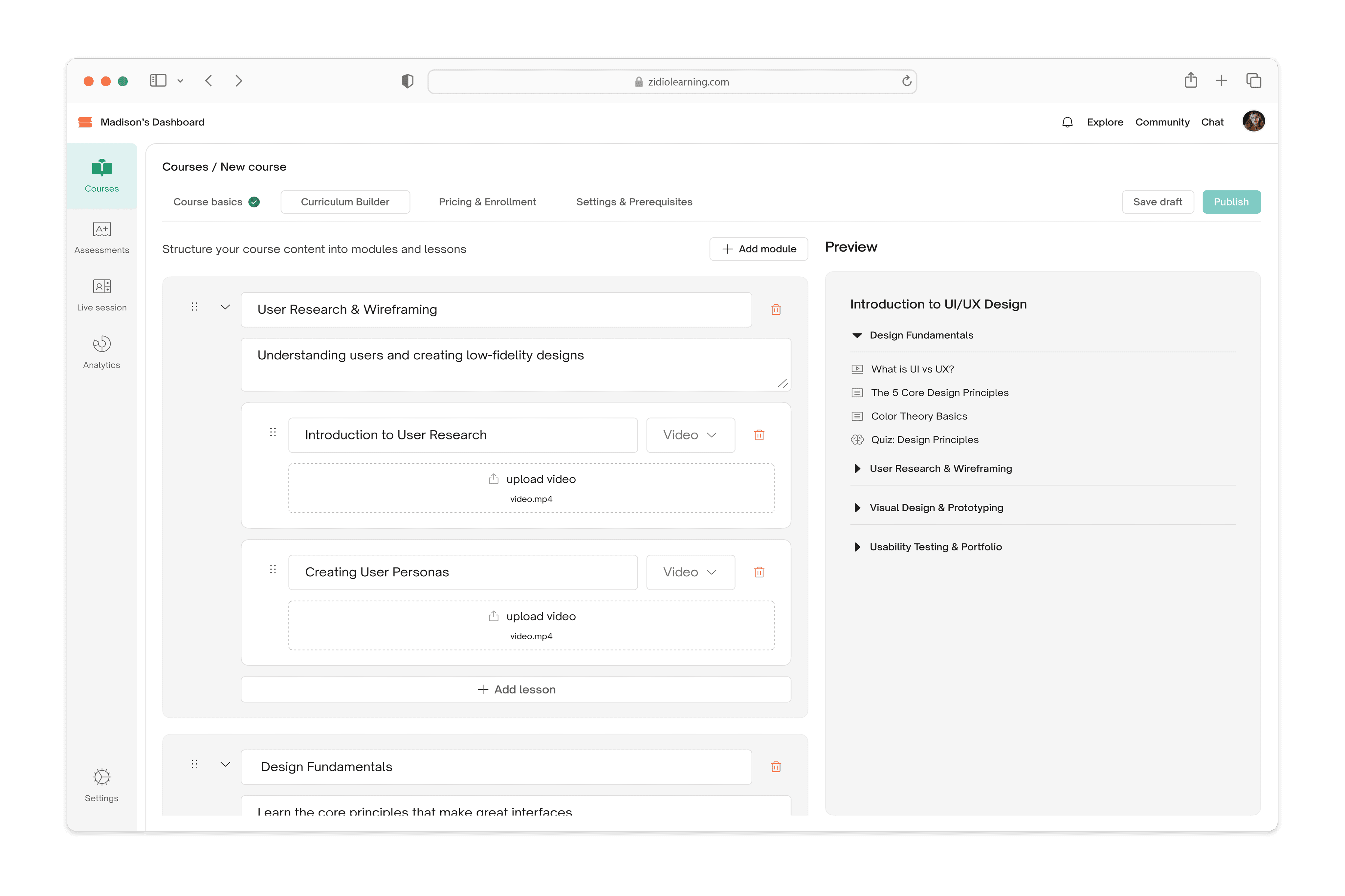 Course creation-02-hi-fi mockup