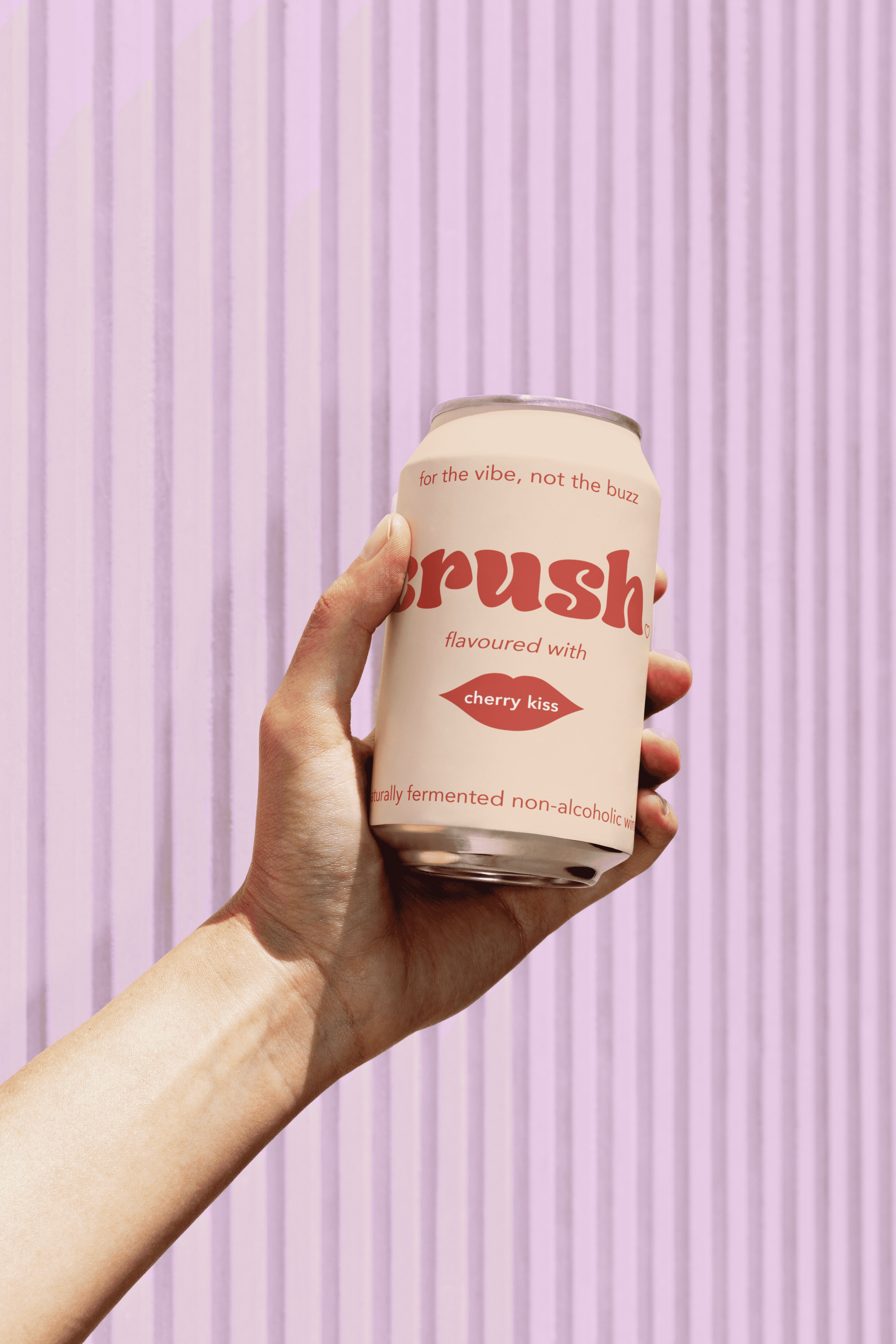 visual showing non alcoholic beige can with crush logo