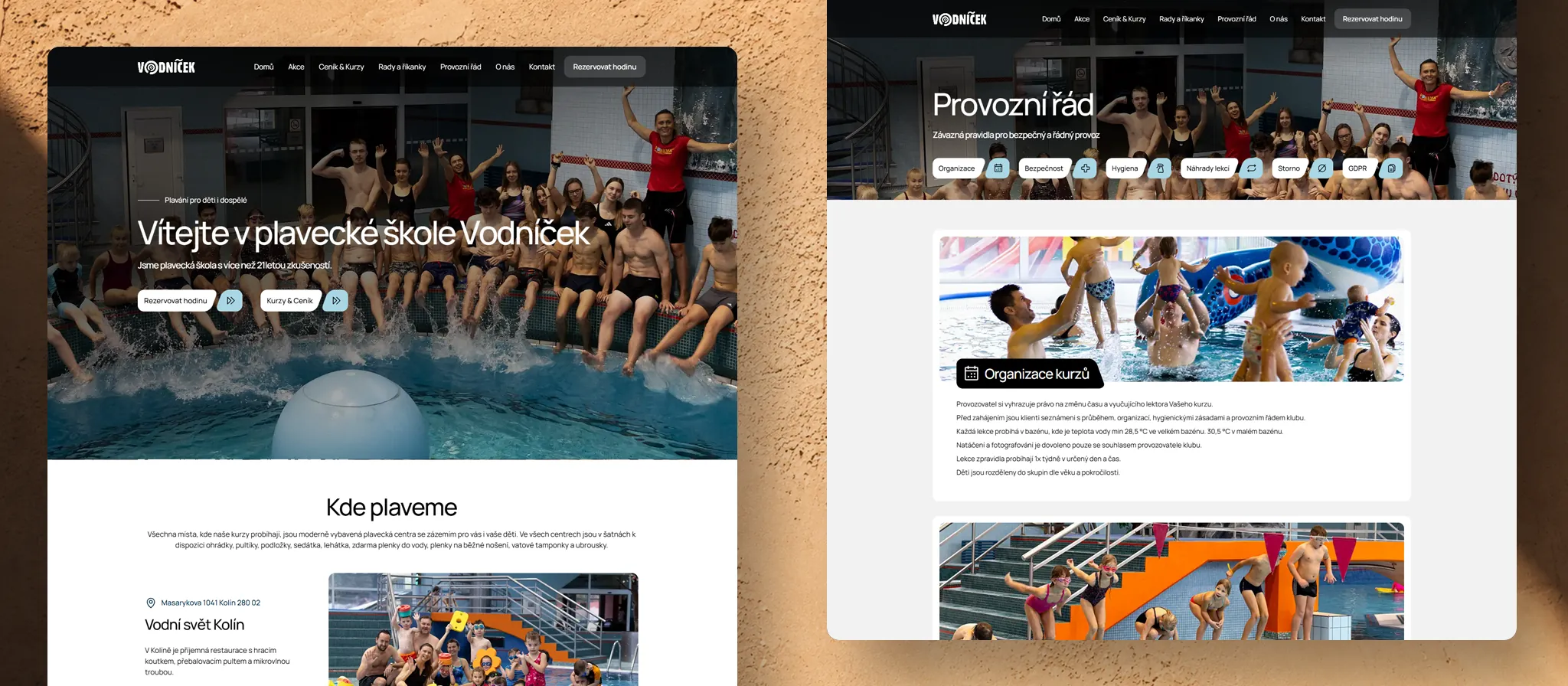 Případová studie úspěšné migrace webu z WordPressu na platformu Framer včetně vývoje vlastního rezervačního systému pro plaveckou školu.