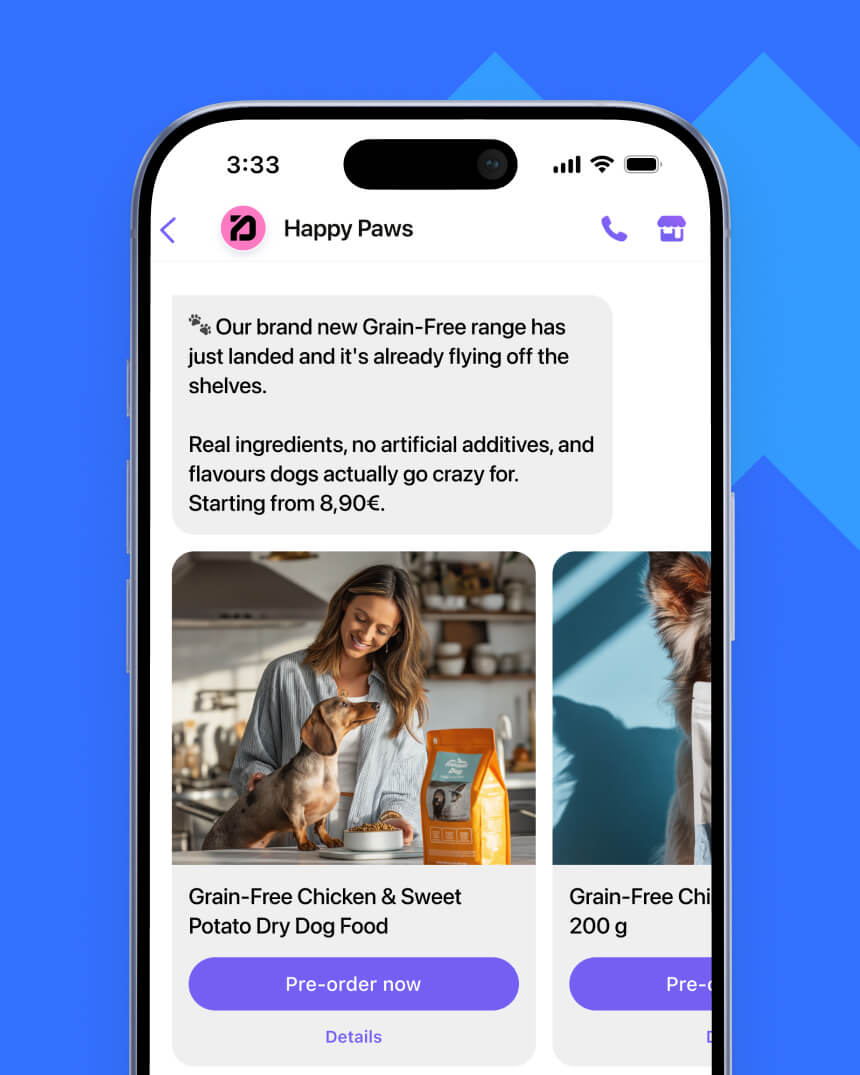 Viber messaging campaign showcasing a personalized, new collection message, targeting women, from a home and garden e-commerce store.