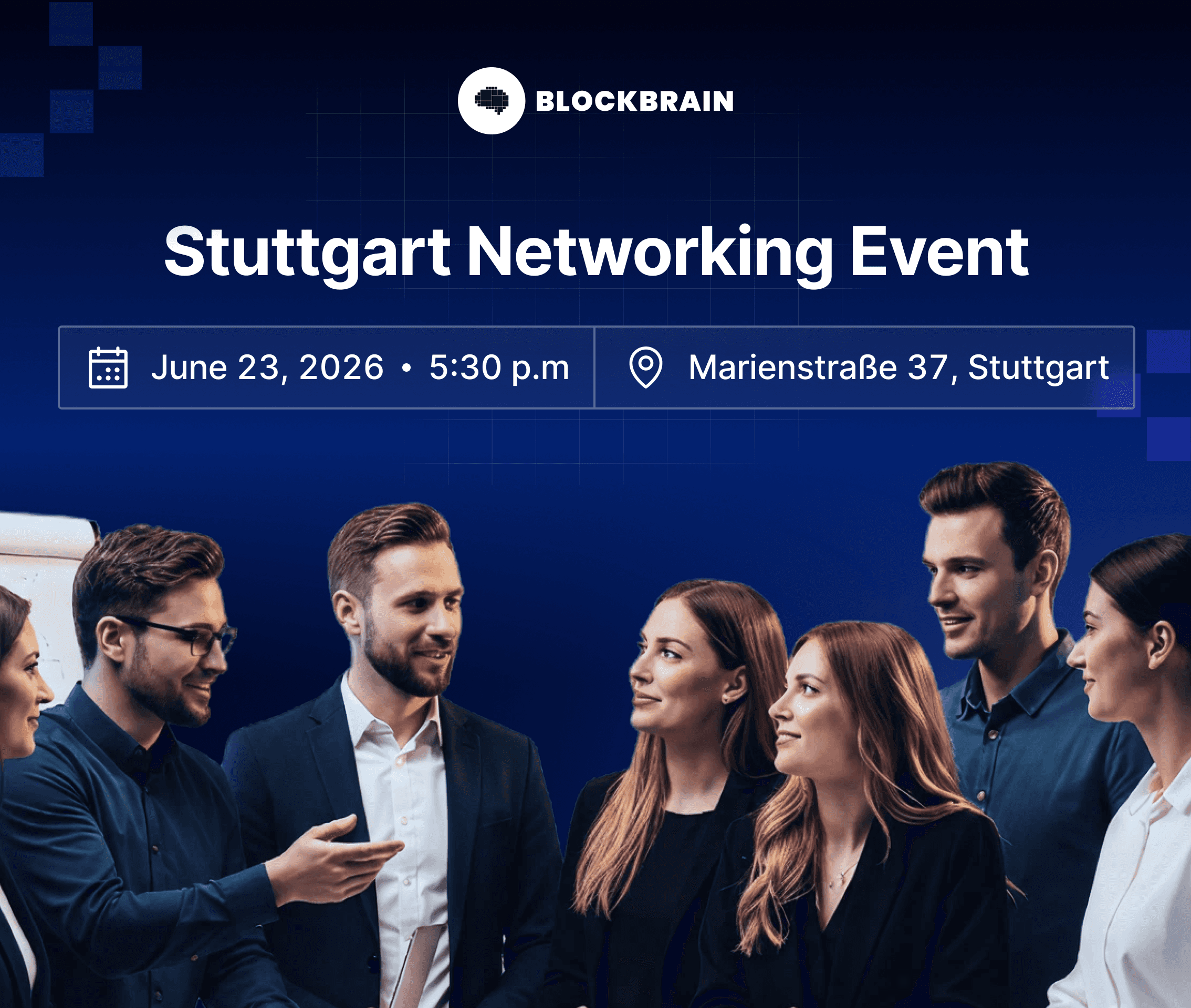 Excited attendees networking and socializing at a Stuttgart business networking event