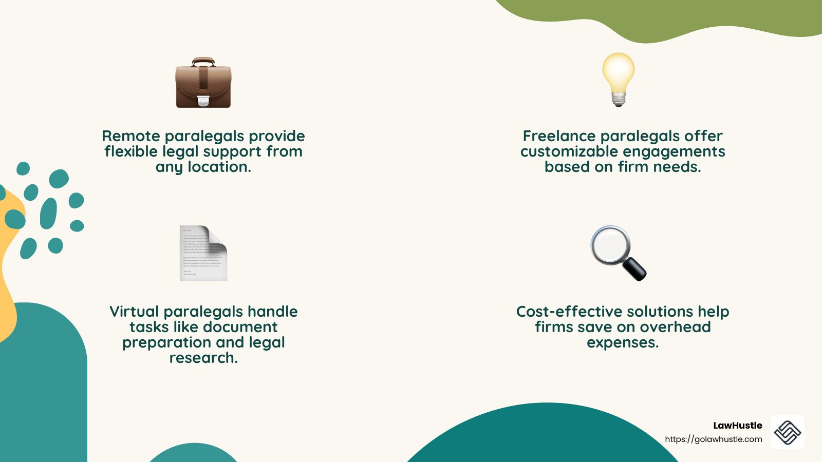 Legal Tasks Managed by Virtual Paralegals - virtual paralegal services infographic 4_facts_emoji_nature