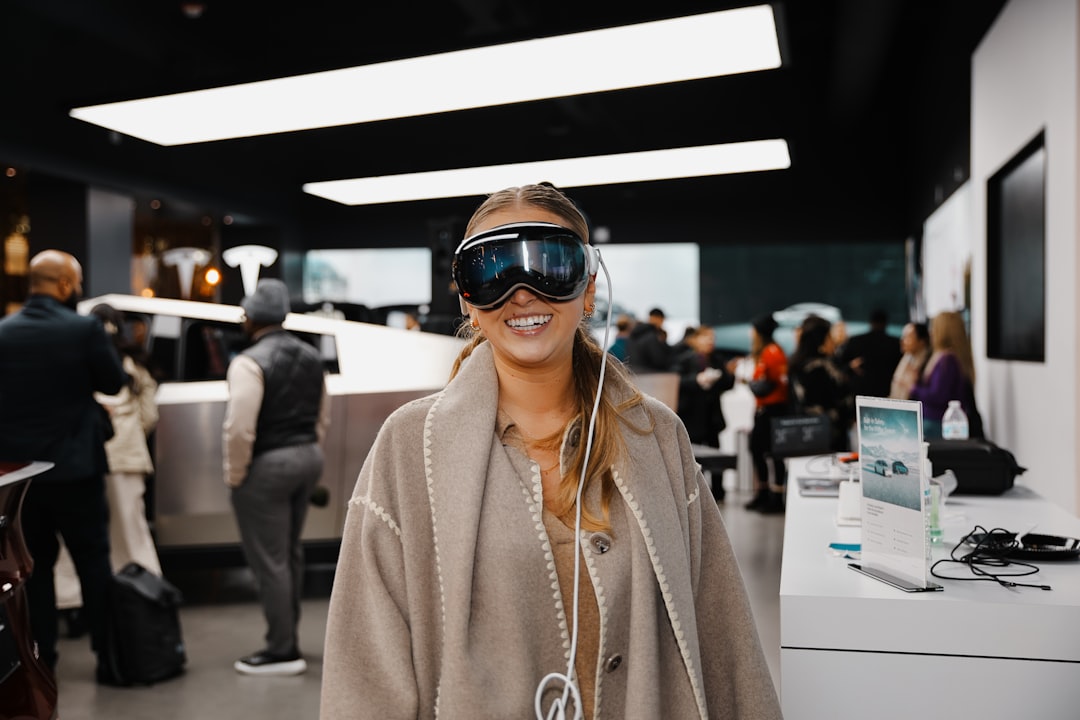 A woman wearing a pair of virtual glasses