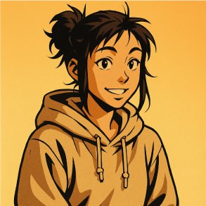 Illustrated young girl with hoodie