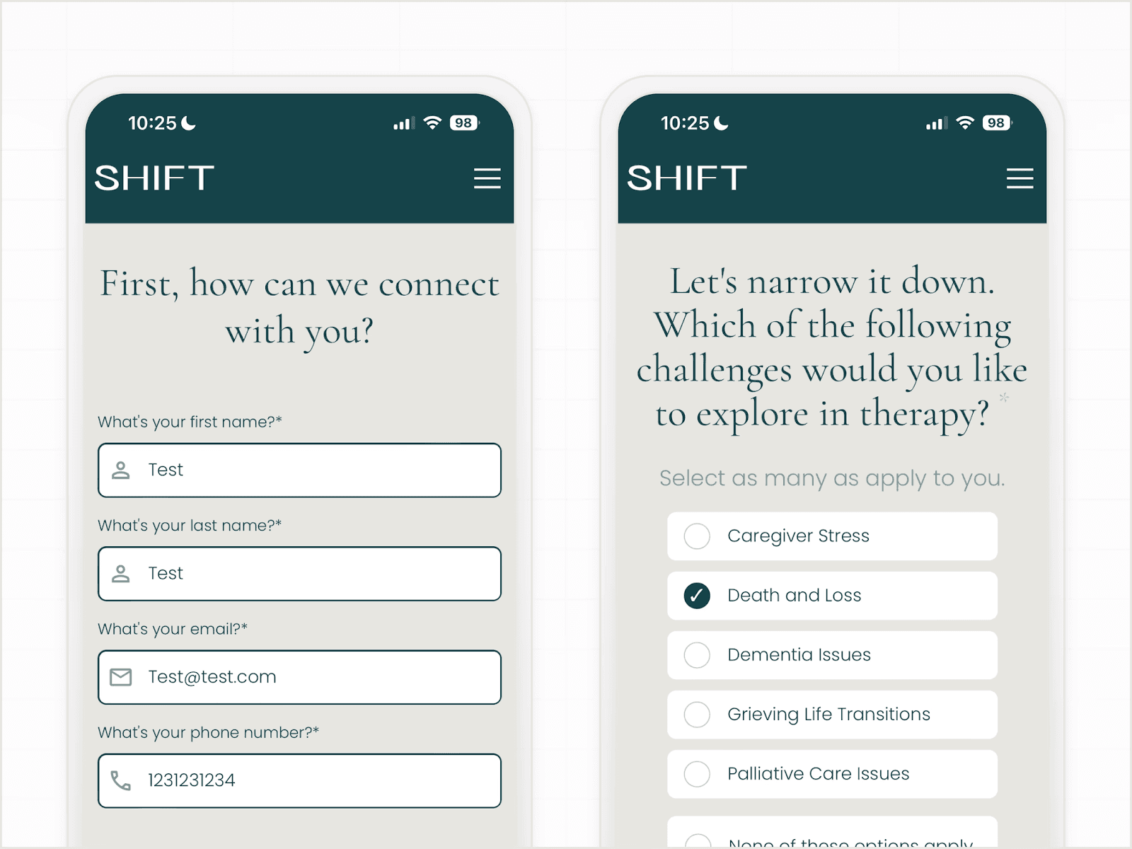 Shiftcollab survey on mobile screen