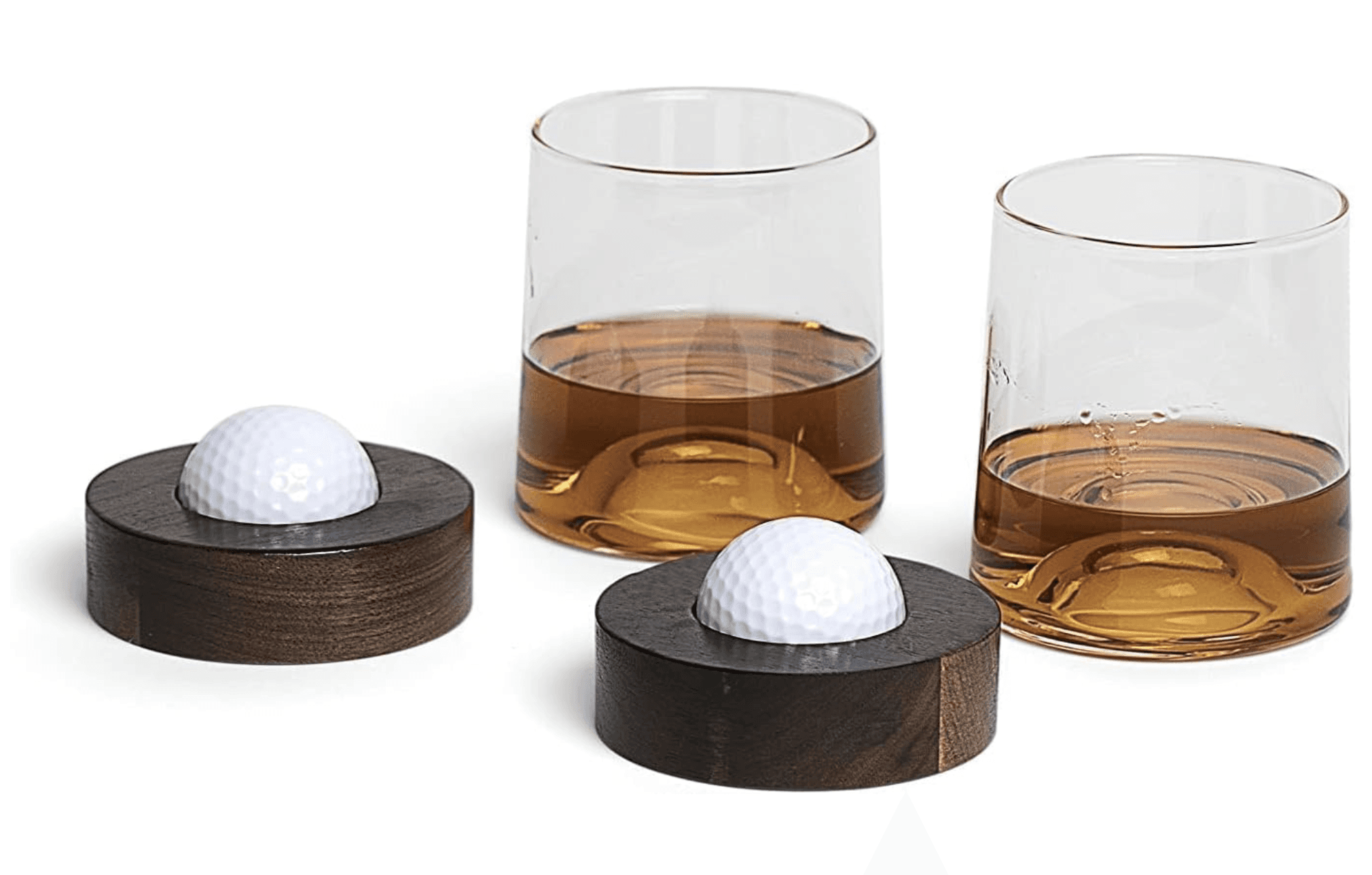 Golf Ball Coaster and Whiskey Glasses Set