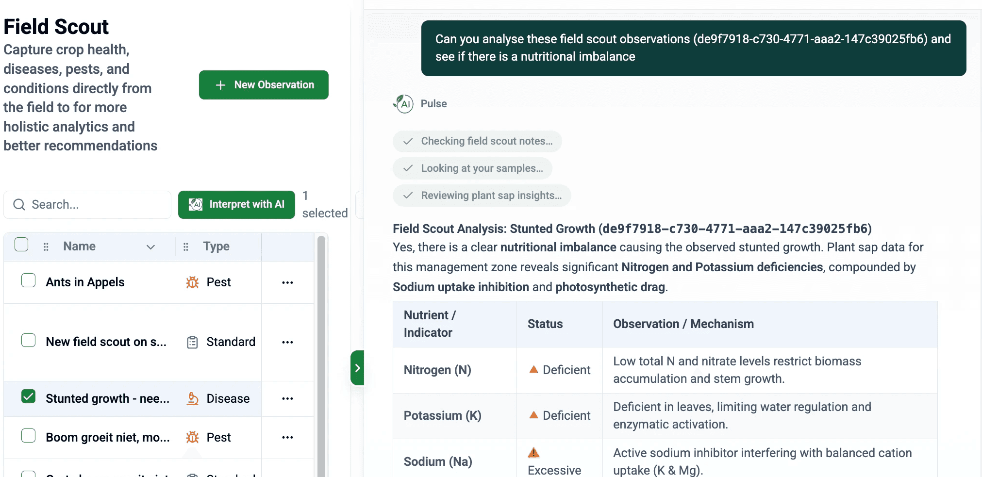 Pulse working with structured SoilBeat farm context