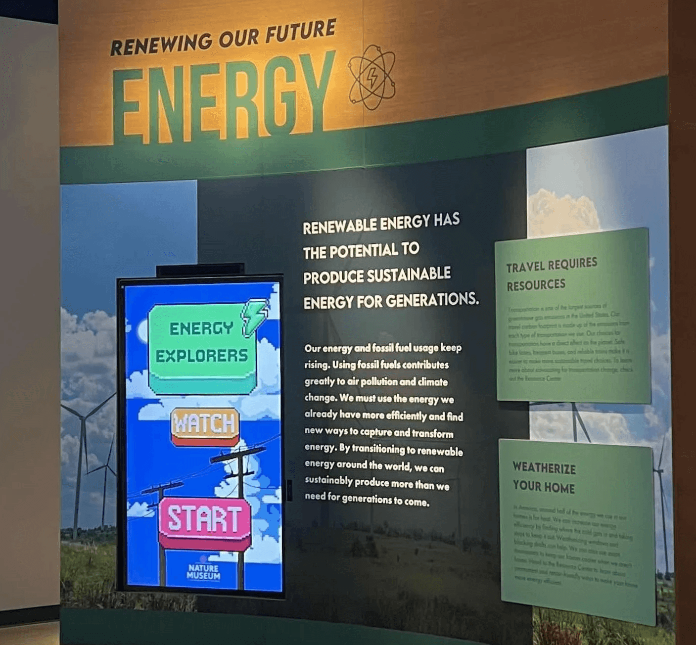 Energy Explorers game screen in the Peggy Notebaert Nature Museum's Sustainability Center.