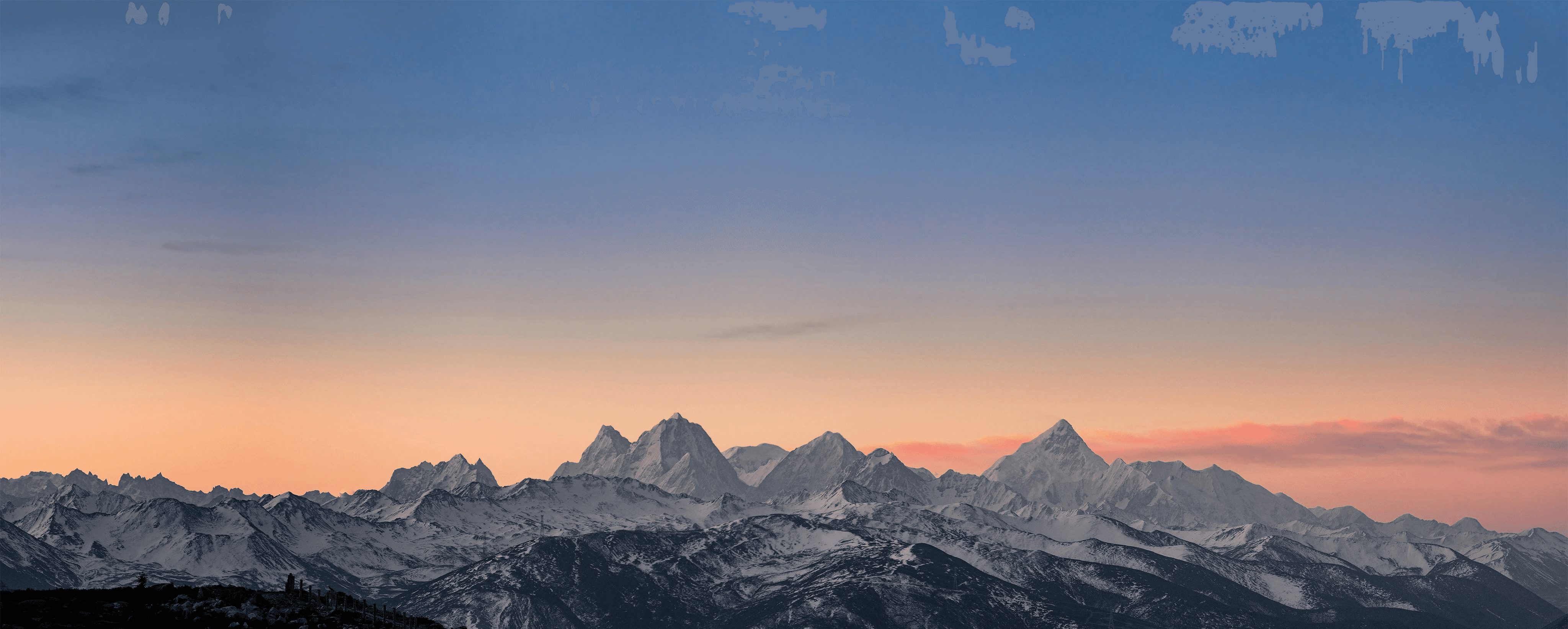 Stunning mountain range at dusk
