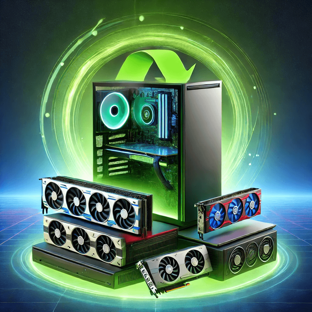 Explore the exciting possibility of trading in your outdated tech for the latest in gaming hardware. This vibrant image showcases an assortment of high-performance gaming components, including GPUs and a stylish PC case, all staged on a glowing digital platform. Ideal for gamers looking to enhance their setup through a trade-in or cash-out option, these components represent a step towards cutting-edge technology while optimizing your gaming experience. Perfect for those seeking to modernize their gaming gear with powerful upgrades.