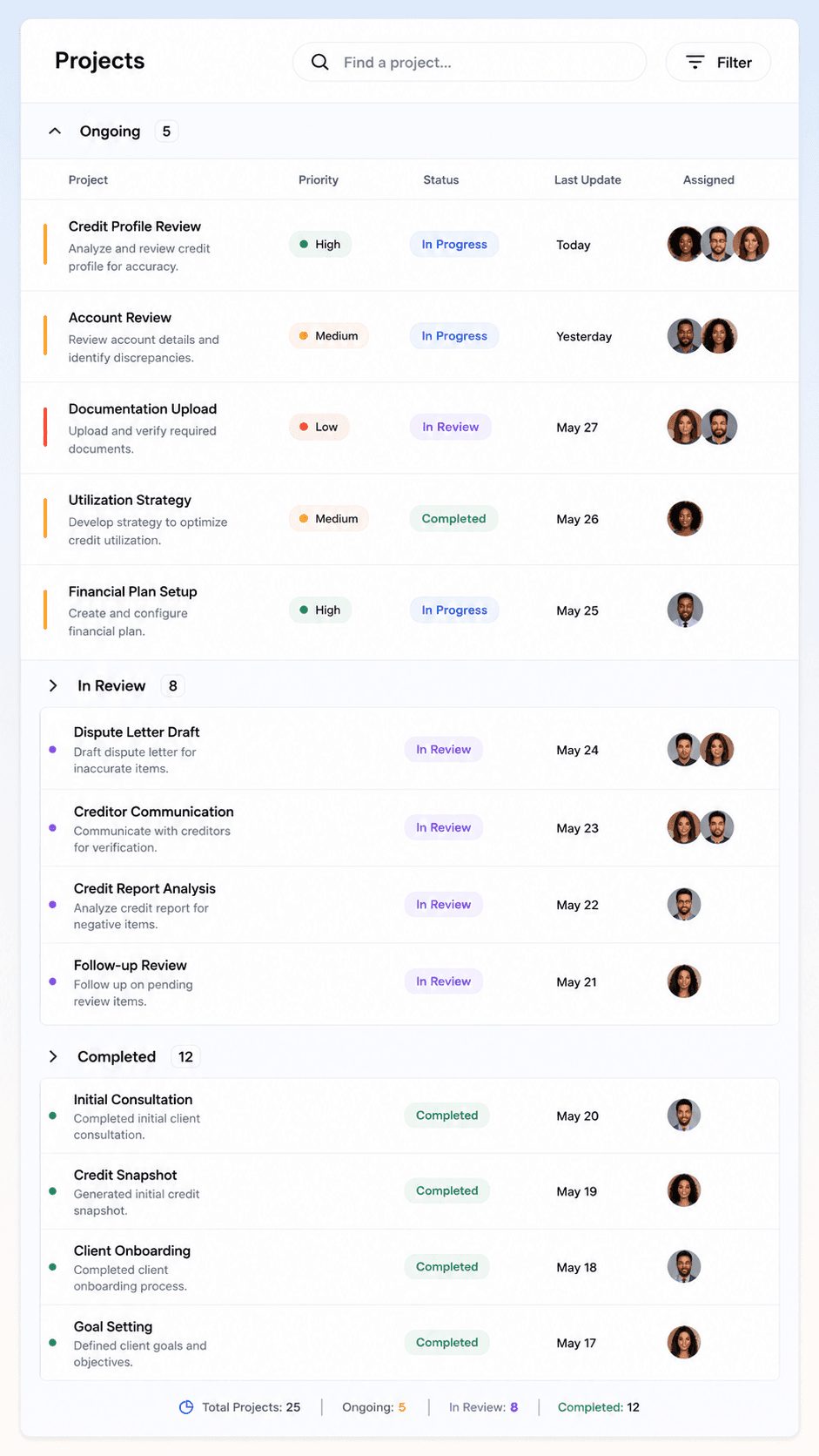 An image of Freelio's project ui